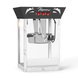 BEARSOLIM - 12 Ounce Kettle Stainless Steel Popcorn Maker with Tempered Glass, Warming Deck, 850W Countertop Popcorn Popper - Black