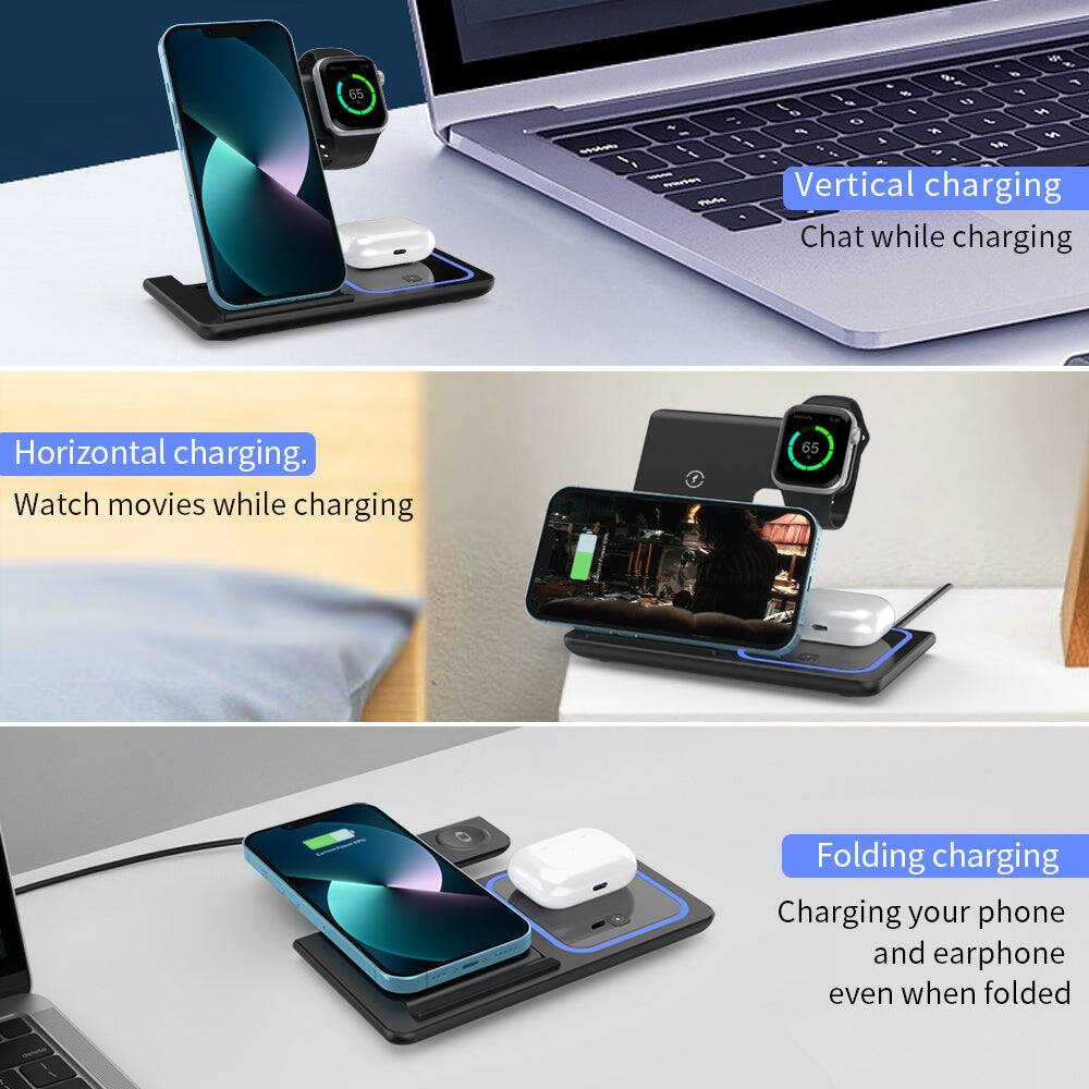 - Vertical charging
  - Chat while charging

- Horizontal charging
  - Watch movies while charging

- Folding charging
  - Charging your phone and earphone even when folded