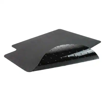 Front. Floortex - Black Vinyl Lipped Chair Mat for Carpets - 45" x 53" - Black.