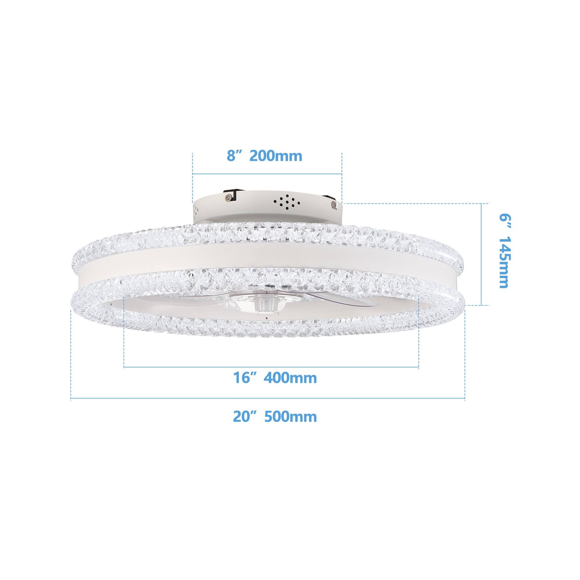 8" 200mm  
6" 145mm  
16" 400mm  
20" 500mm