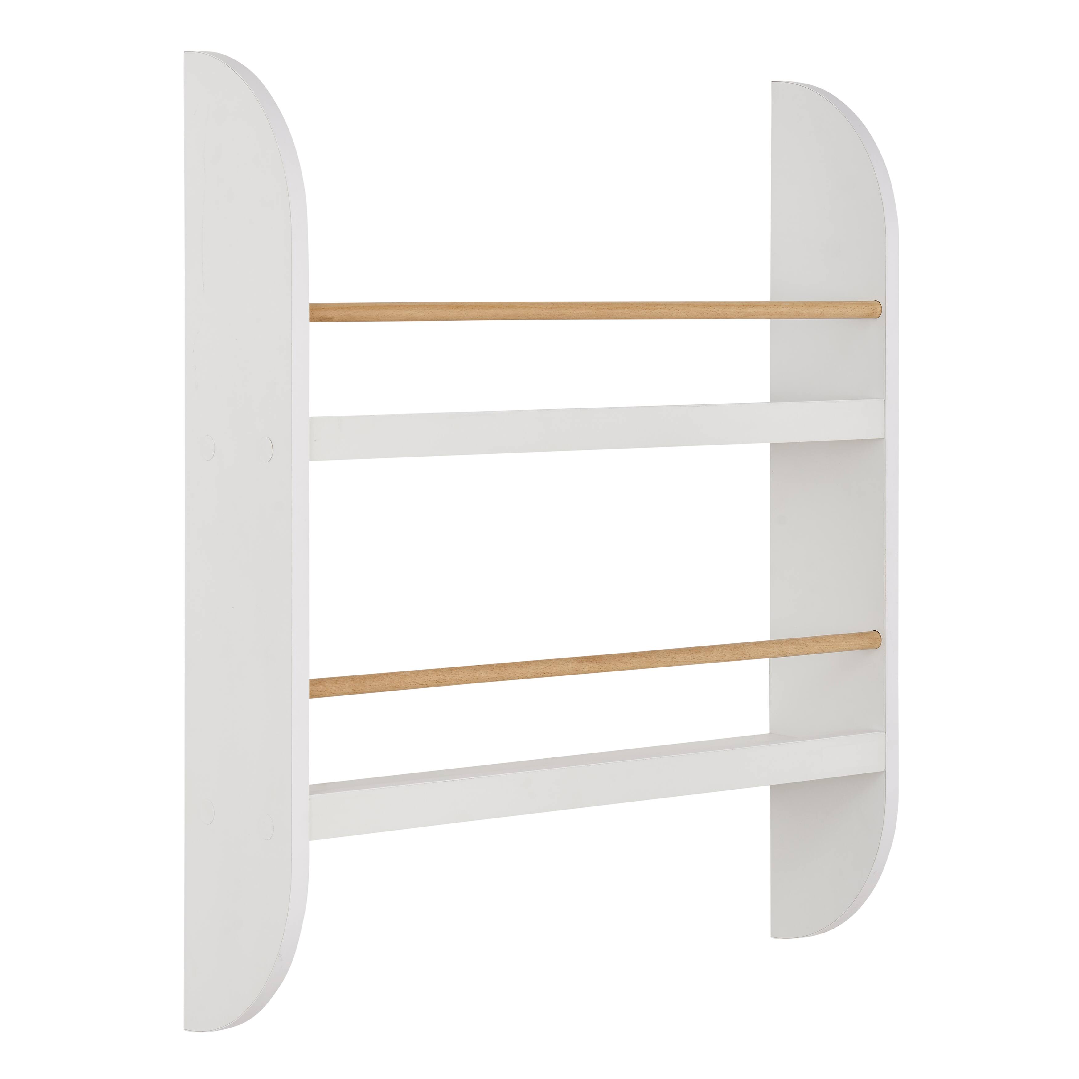 Alt View 10. Danya B - Steiner White Rounded Kids Wall-Mount Bookcase with Contrasting Wood-toned Rods - White.
