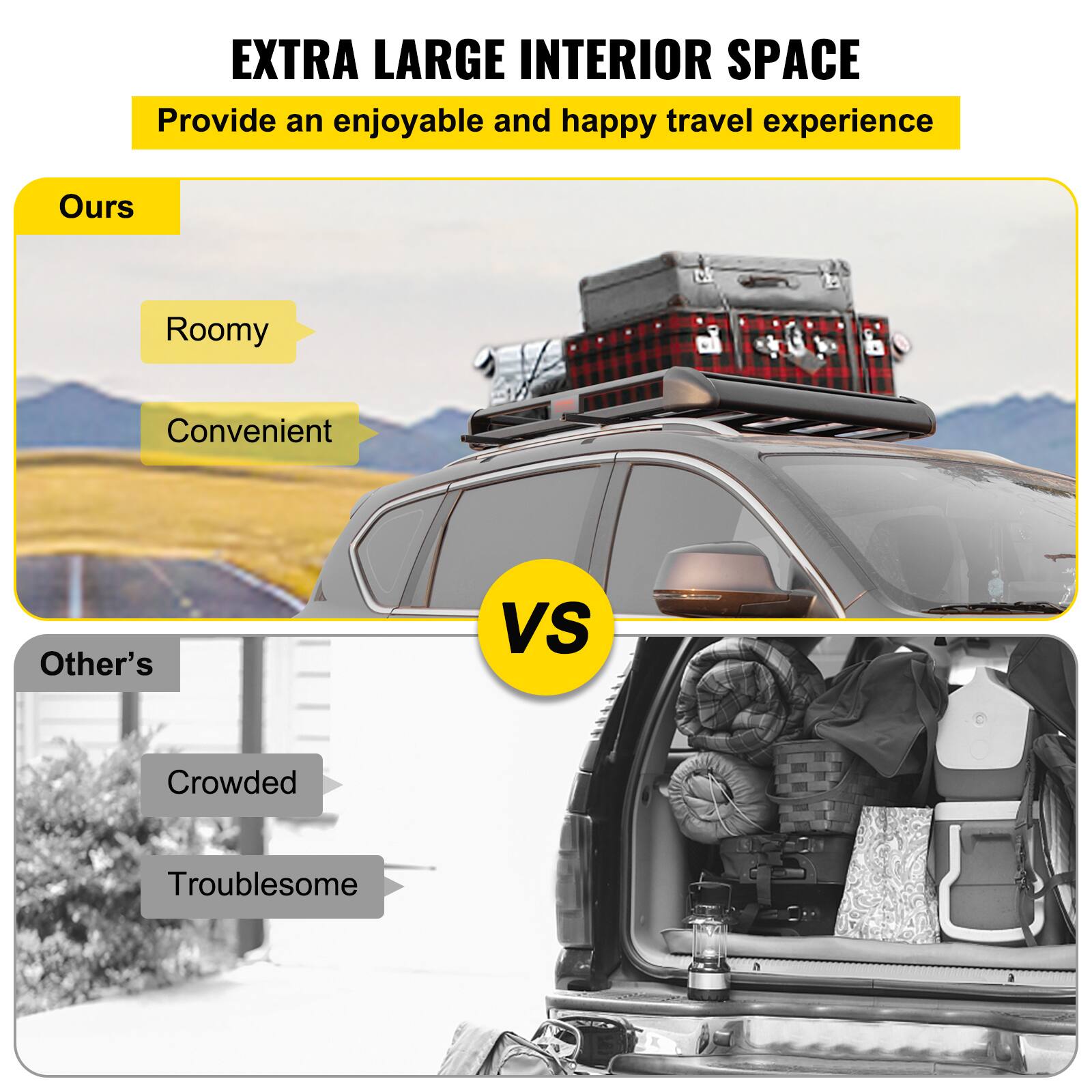 EXTRA LARGE INTERIOR SPACE  
Provide an enjoyable and happy travel experience  

Ours  
- Roomy  
- Convenient  

VS  

Other's  
- Crowded  
- Troublesome