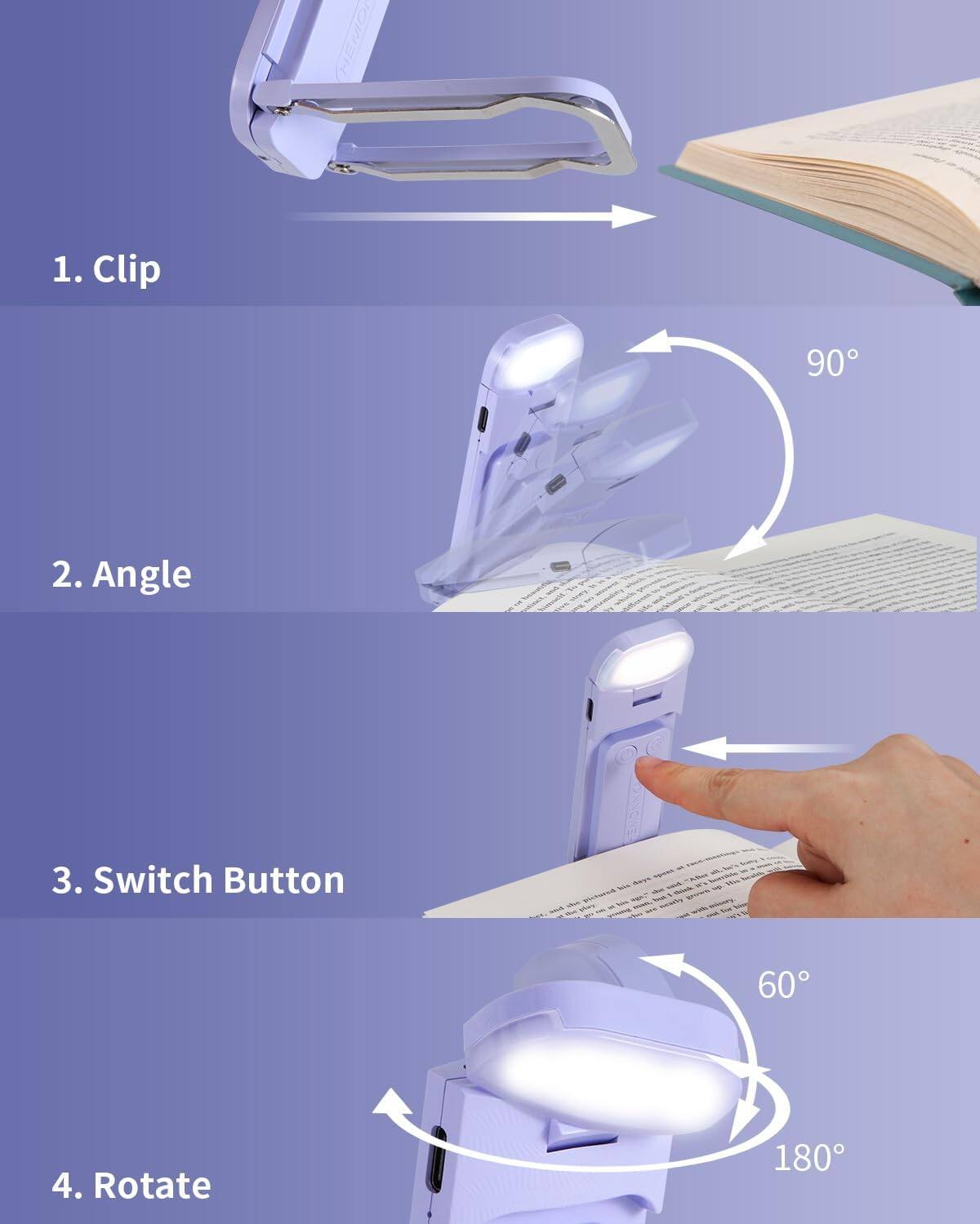 1. Clip  
2. Angle  
3. Switch Button  
4. Rotate