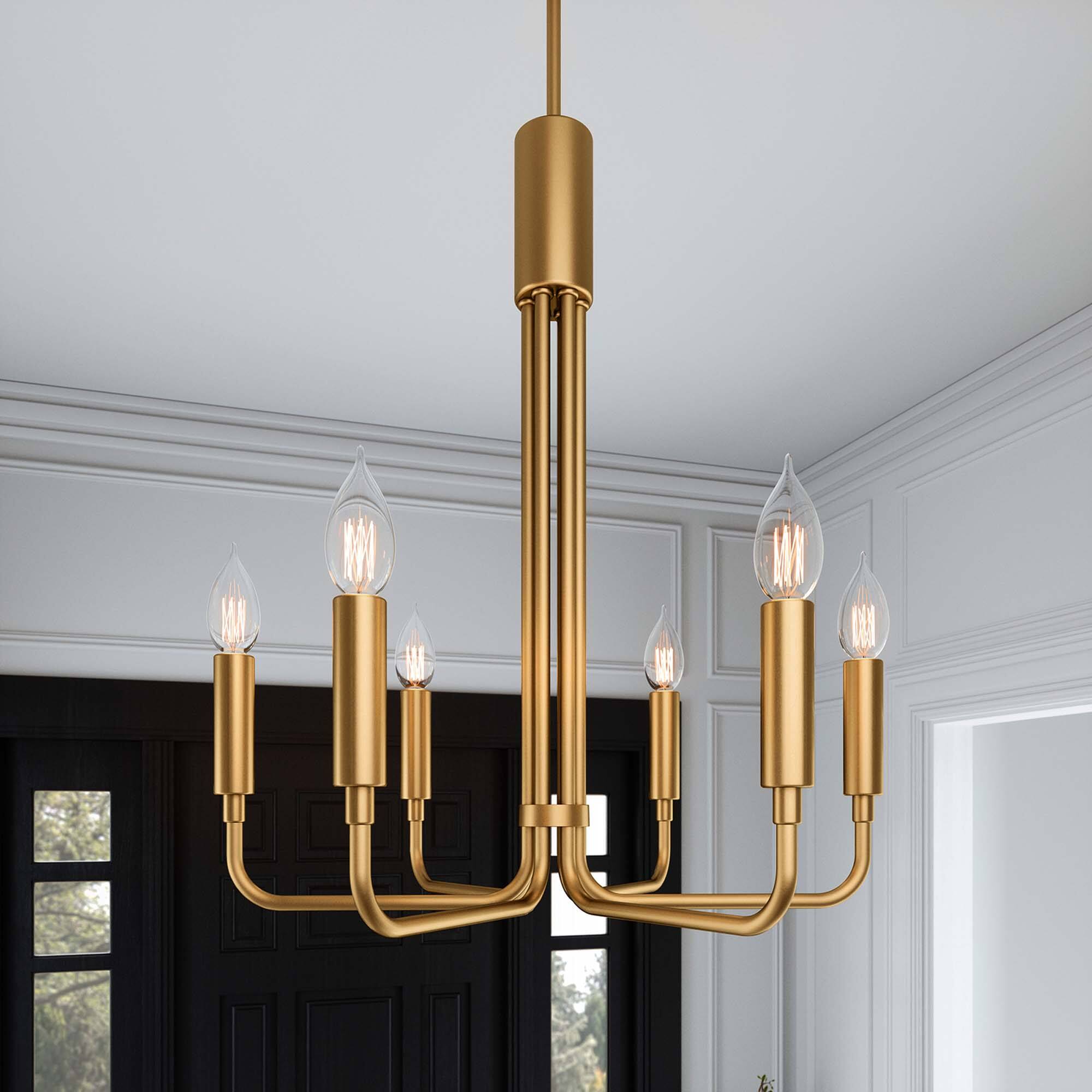 Alt View 1. Modway - Rekindle 6-Light Chandelier by Modway - Satin Brass.