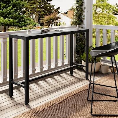 Alt View 2. Crestlive Products - Crestlive Products 55in Patio Plastic Wood Top Steel Frame Bistro Bar Height Rectangle Outdoor 15.67inWx55inL - Black.