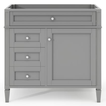 Front. Boyel Living - 36 Inch Modern Bathroom Vanity Cabinet Without Sink Solid Wood Frame Grey - Gray.