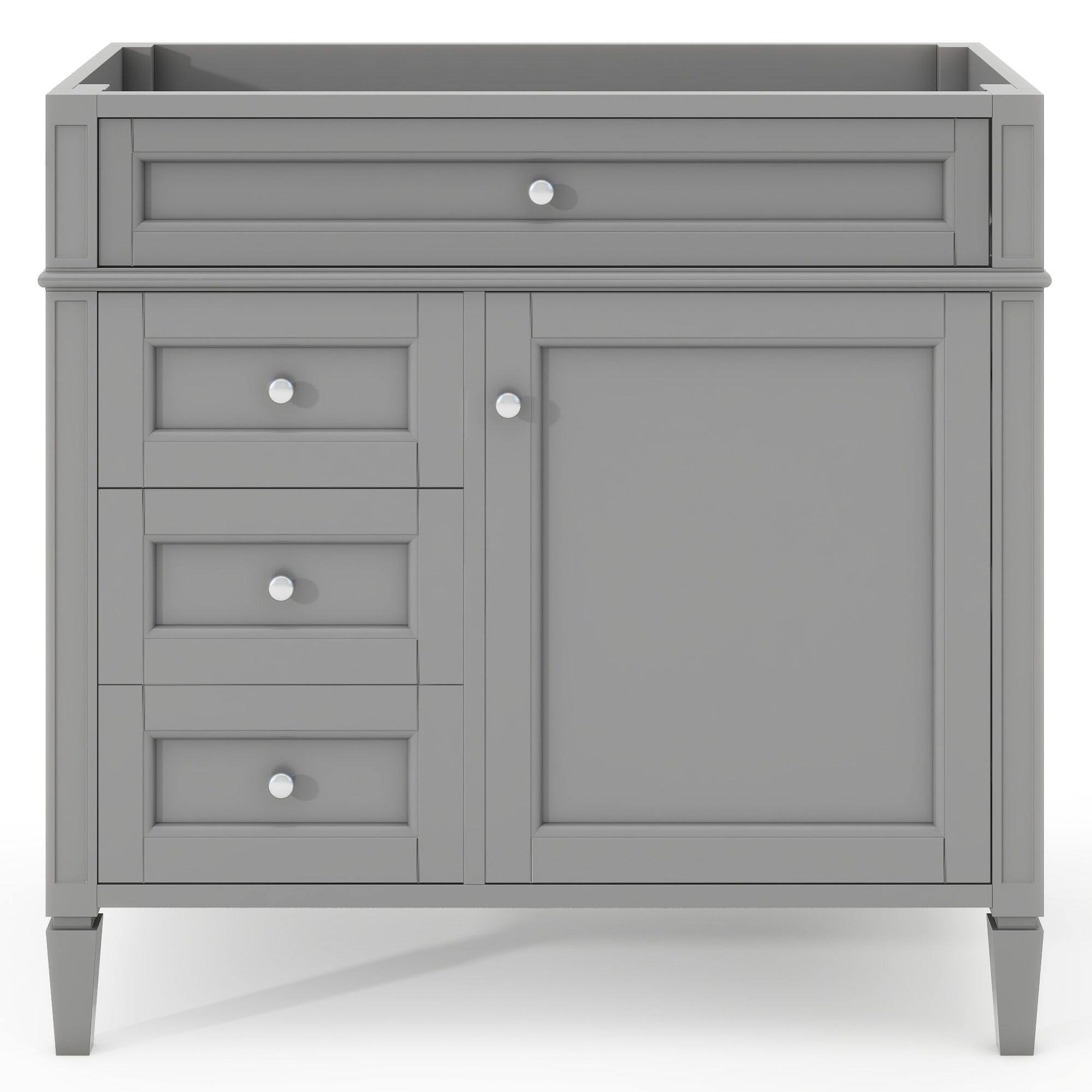 Front. Boyel Living - 36 Inch Modern Bathroom Vanity Cabinet Without Sink Solid Wood Frame Grey - Gray.