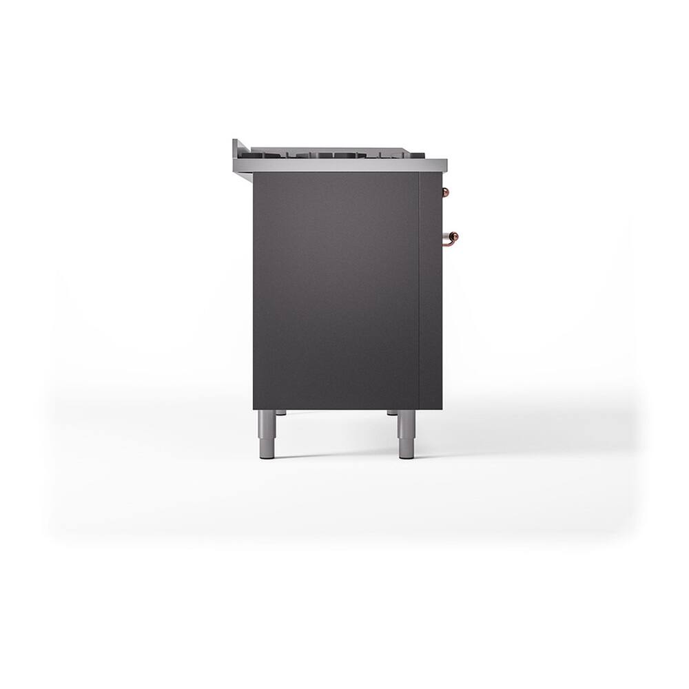 Alt View 6. ILVE - ILVE Nostalgie II Series 48 in. Dual Fuel Range with 5 Sealed Burners + Griddle (Liquid Propane, Copper Trim) - Graphite Matte.