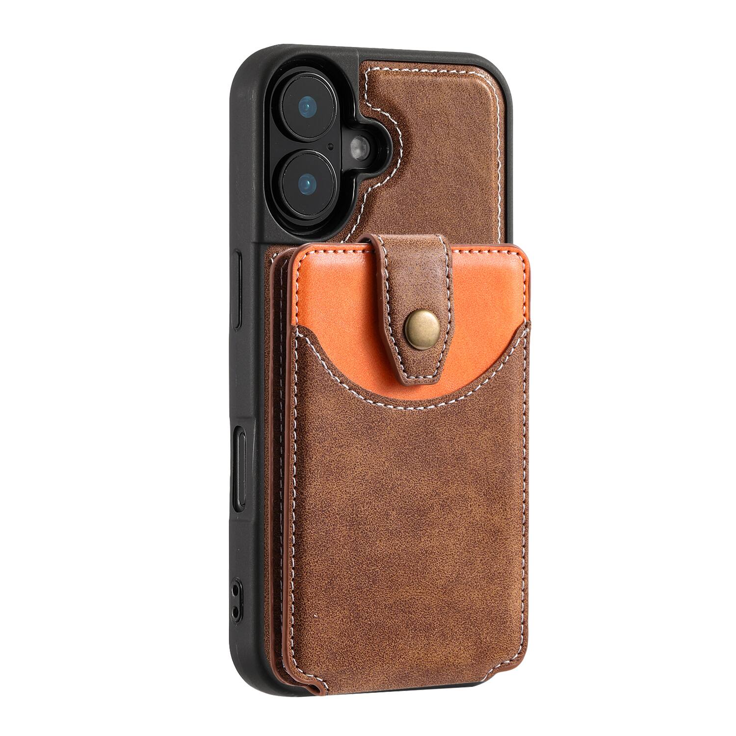 Alt View 2. Dteck - For Apple iPhone 17 Pro Max Case,2-in-1 Magnetic Detachable PU Leather Wallet Flip Stand Card Holder TPU Inner Cover - Brown.