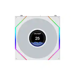 Lian Li - UNI FAN TL LCD Flex 120mm Reverse Blade ARGB Fan, 1 Pack, 1.8-inch LCD Screen, Controller Not Included (12RTLLCD1F1W) - White
