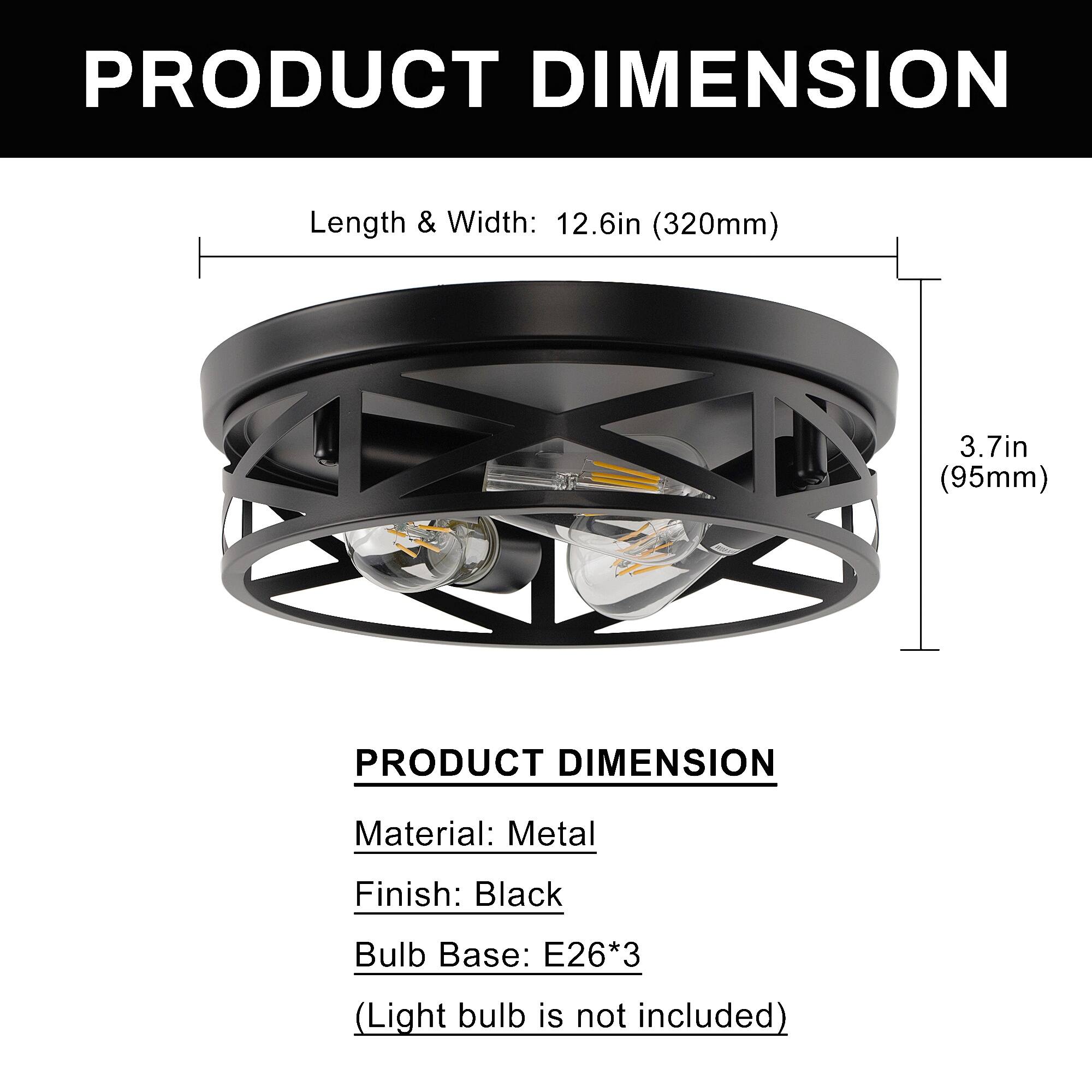 PRODUCT DIMENSION  
Length & Width: 12.6in (320mm)  
3.7in (95mm)  

PRODUCT DIMENSION  
Material: Metal  
Finish: Black  
Bulb Base: E26*3  
(Light bulb is not included)