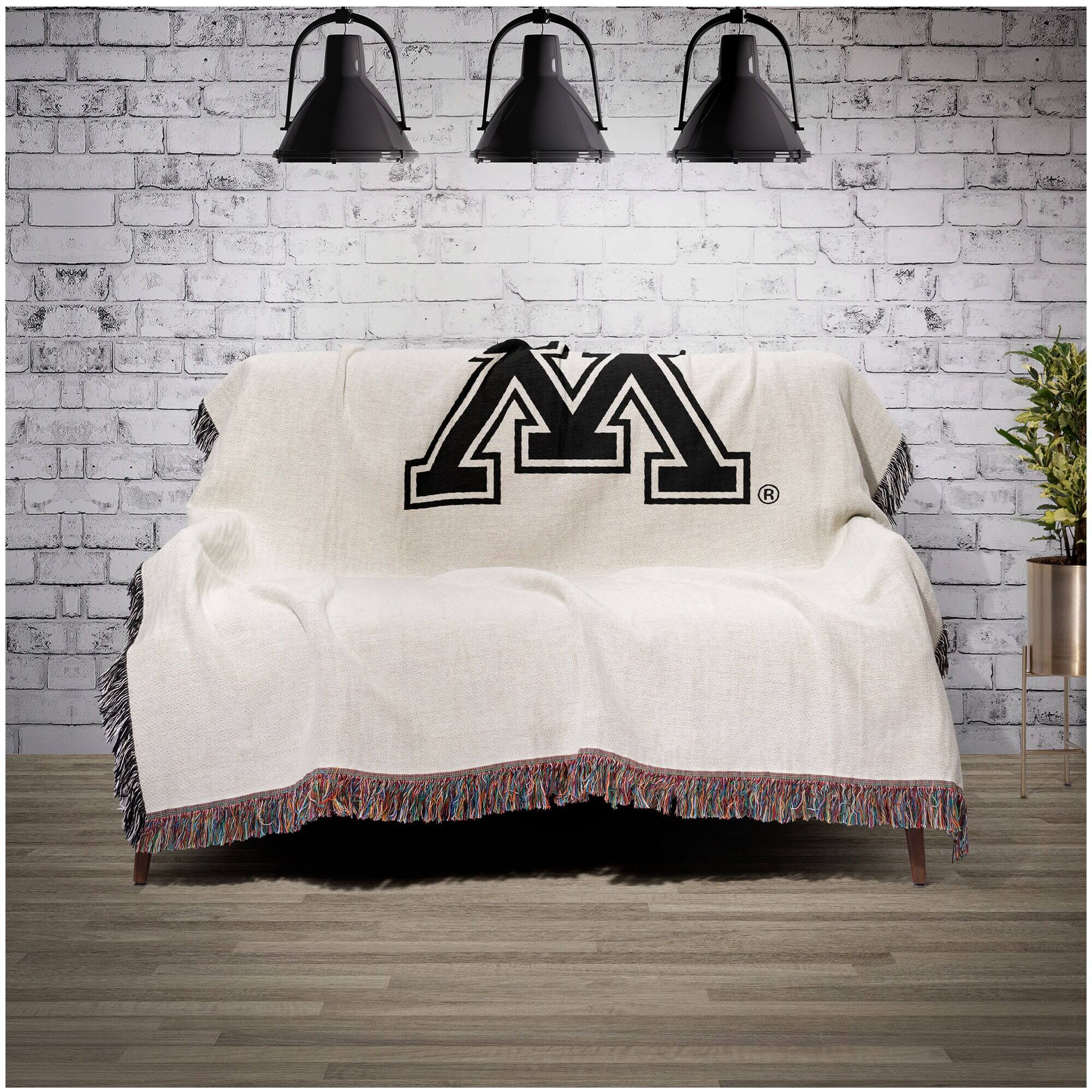 Alt View 1. Chad & Jake - Minnesota Golden Gophers Woven Blanket - White.
