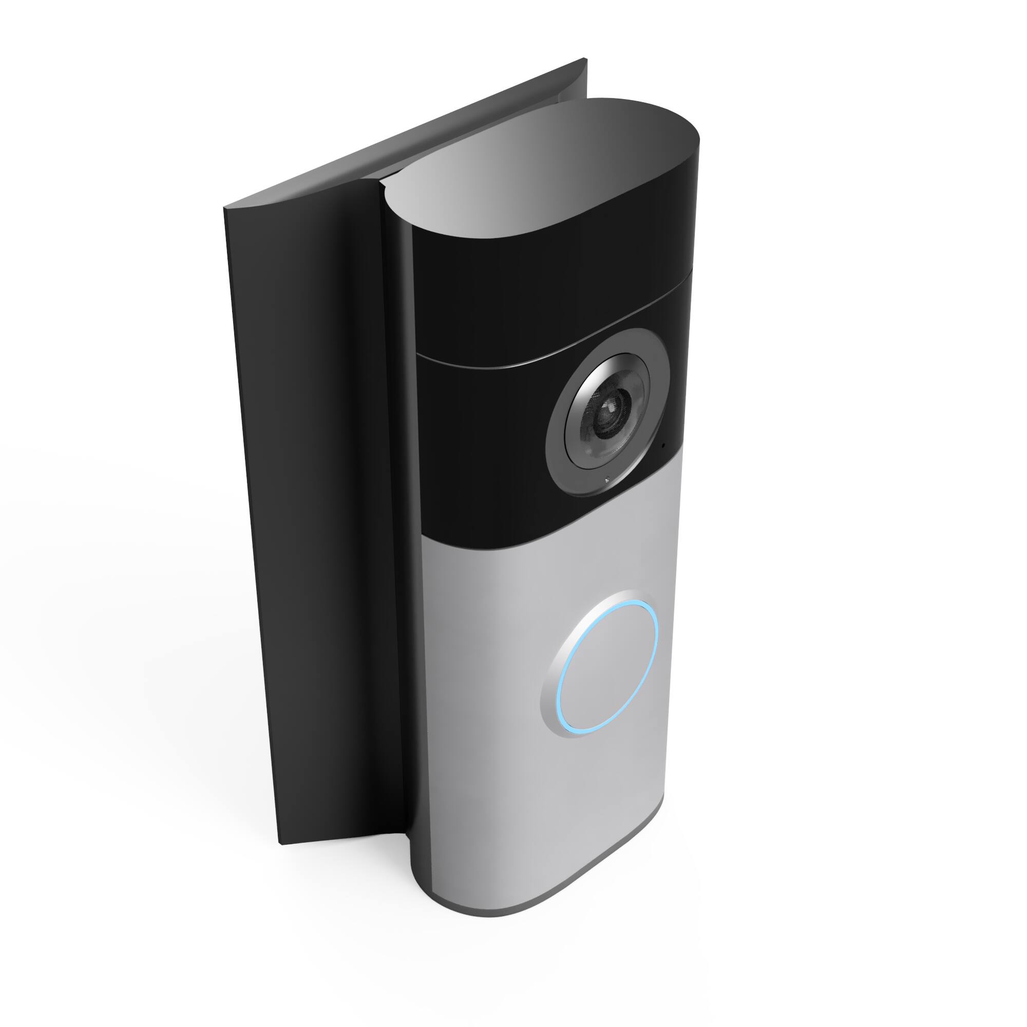 Back. Hidden River Lab - Wall Plate Adapter for Ring Wired Doorbell Plus (2nd Gen) and Ring Wired Doorbell (2nd Gen) - Black.