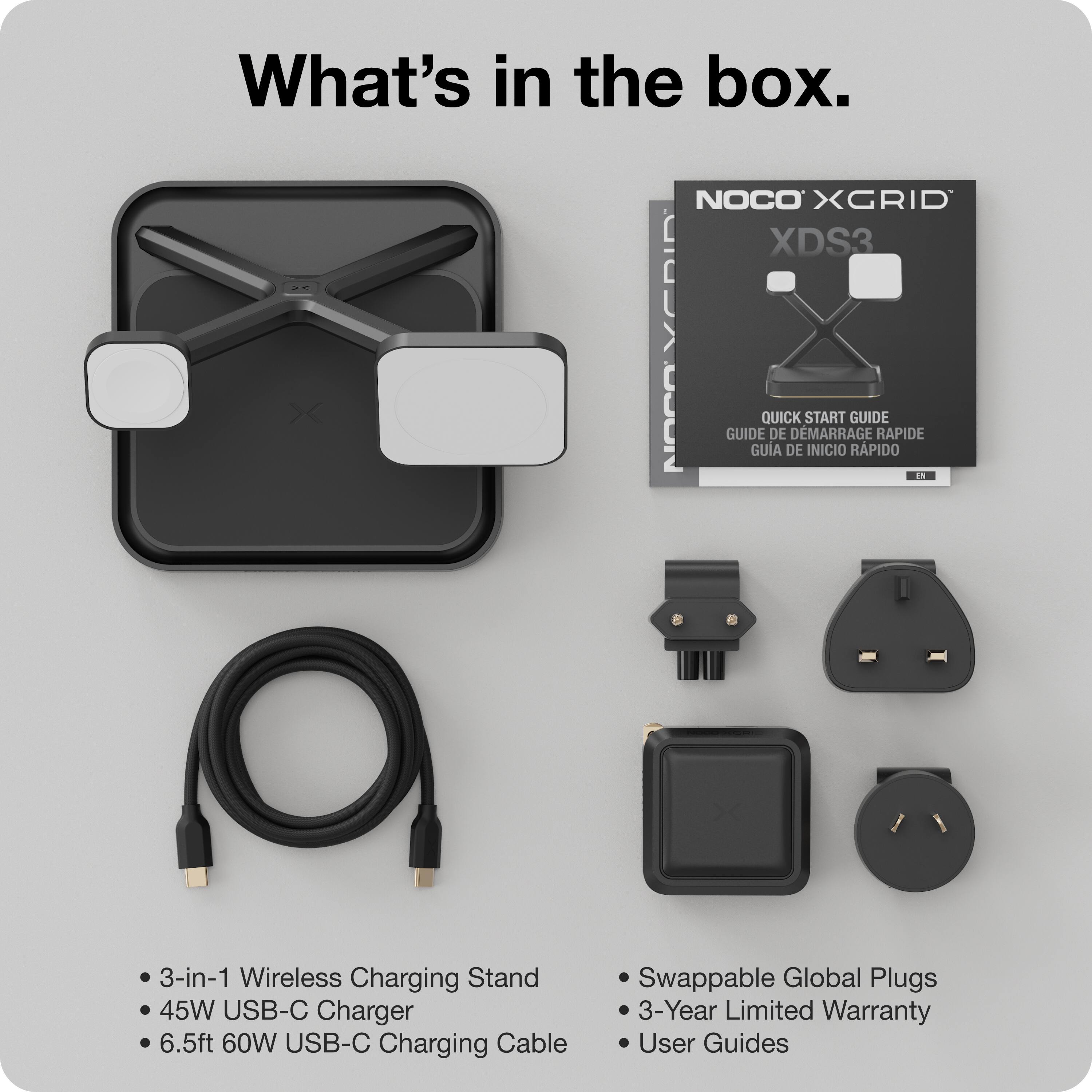 NOCO XGrid XDS3: 3 in 1 Wireless Charging Stand – 25W Charging Station ...