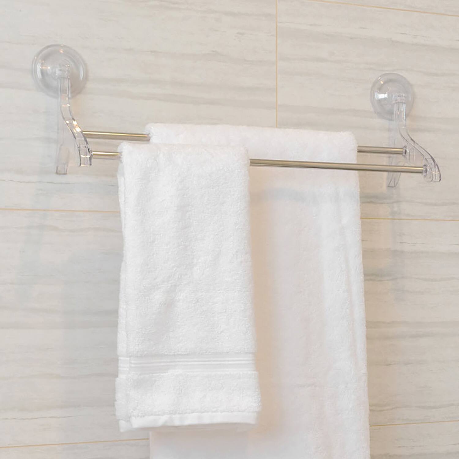 Back. Better Houseware - Suction-Cup Double Towel Bar - Clear.
