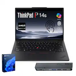 Lenovo - ThinkPad P14s 14" Touchscreen Laptop - AMD Ryzen AI 7 PRO 350 with 32GB DDR5 RAM - 1TB SSD - Copilot - 7-in-1 USB-C Hub - Black