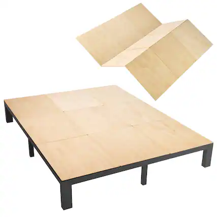 Front. VEVOR - Bunkie Board, Cal King 69.7 x 81.9 in, Foldable Bed Board Under Mattress with Nylon Webbing, Plywood, Rounded Edges - Natural Wood.