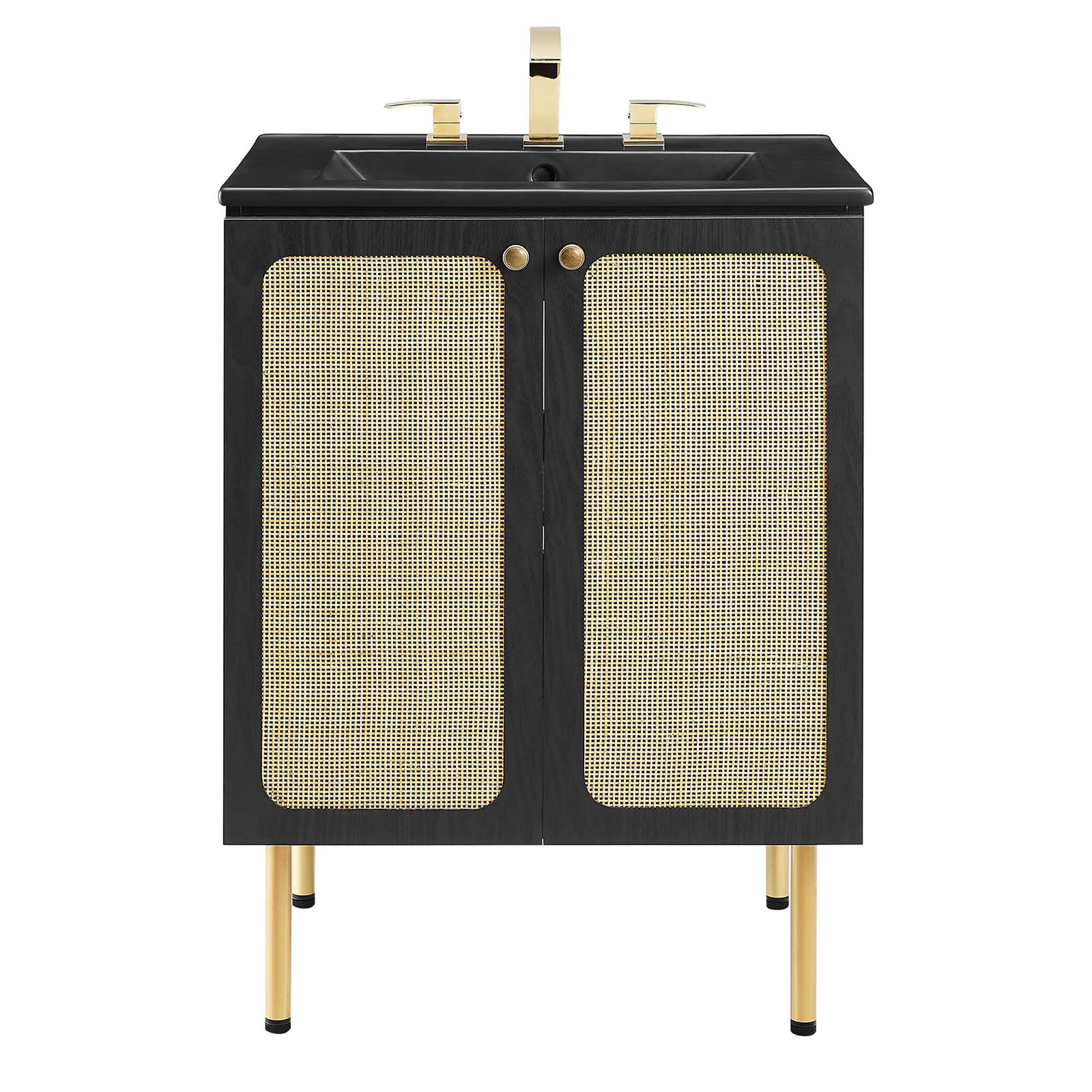 Alt View 7. Modway - Chaucer Bathroom Vanity with Black Basin Included by Modway - Black Black.