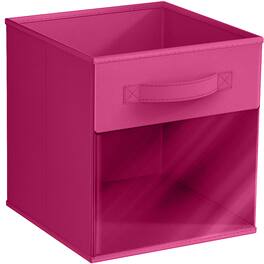 Sorbus - 11 Inch Collapsible Fabric Storage Bin with Clear Window - for Organizing Clothes, Toys, Books, Shelves, Figures - Pink