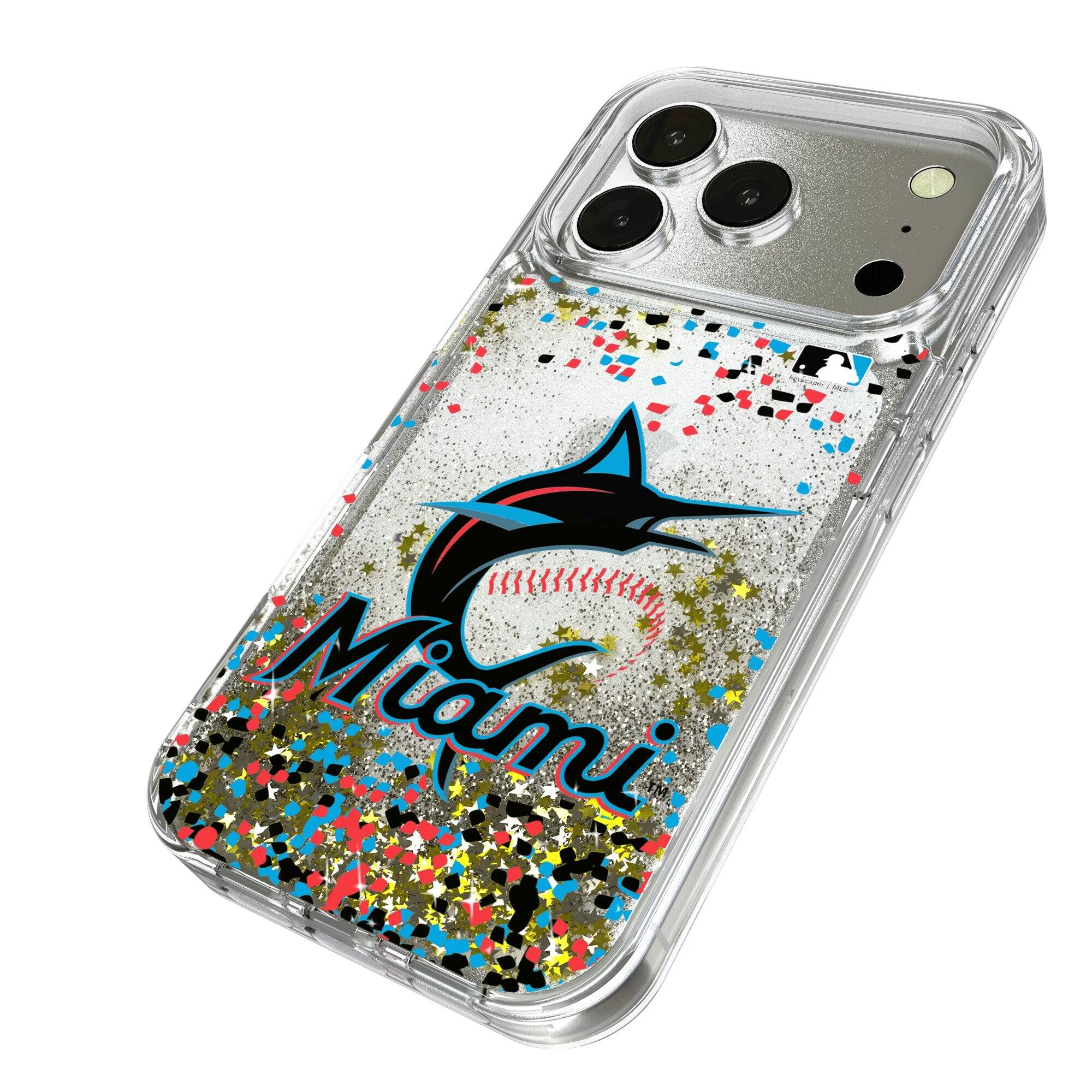 Alt View 1. Keyscaper - Miami Marlins Glitter Confetti iPhone Case - 13 - Multicolor.