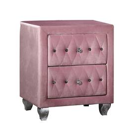 Manhattan Lane - Zoha 26 Inch Nightstand, 2 Drawer, Cabriole Legs - Pink, Silver