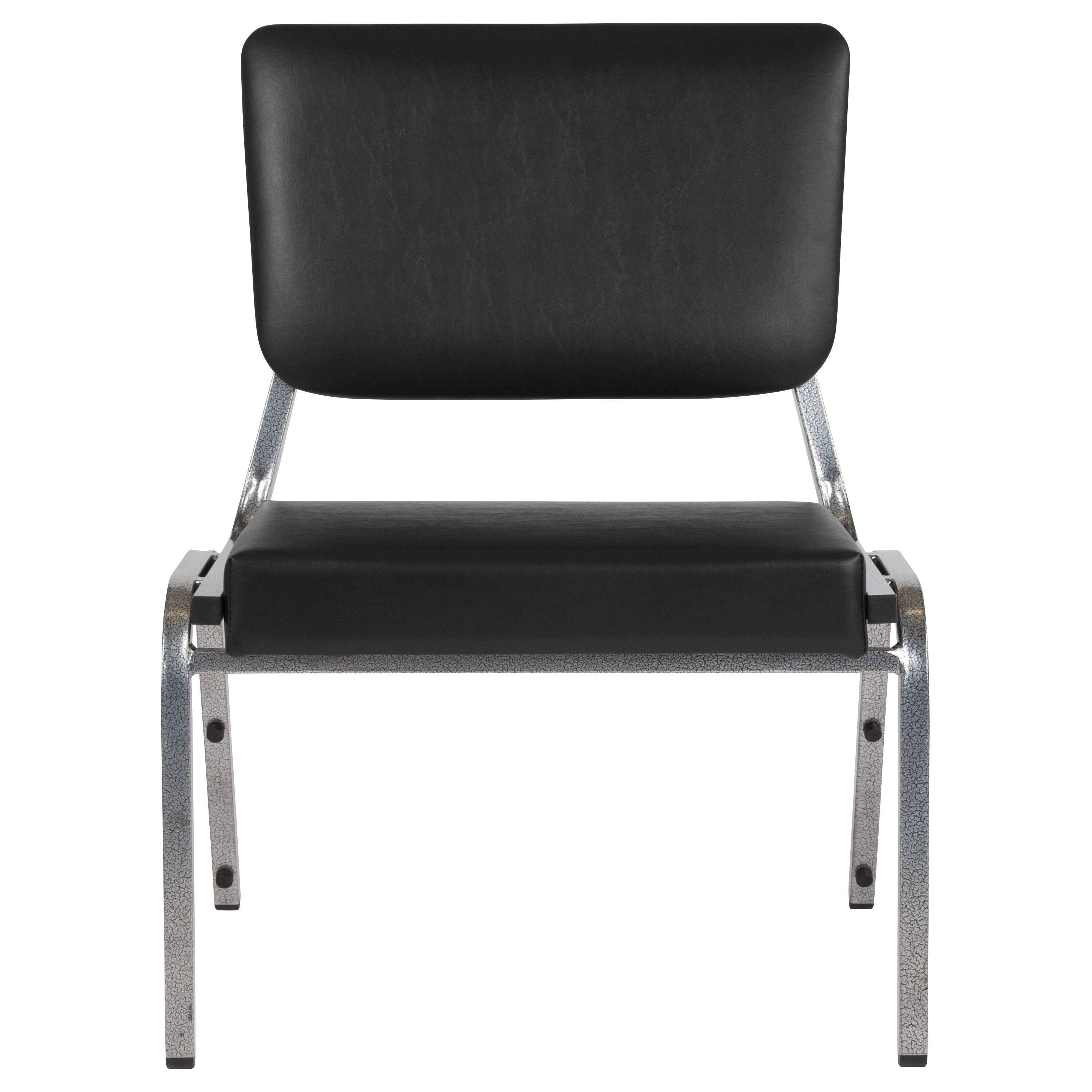 Alt View 7. Emma + Oliver - 1000 lb. Antimicrobial Bariatric Open Back medical Guest Arm Chair - Black Vinyl.
