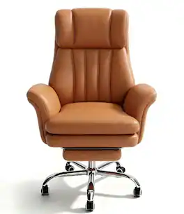 CloudRest Pro - High Back Gaming Chair with Padded Headrest and Armrests, Thick Cushioned Seat Swivel Computer Desk Chair - Brown-PU Leather