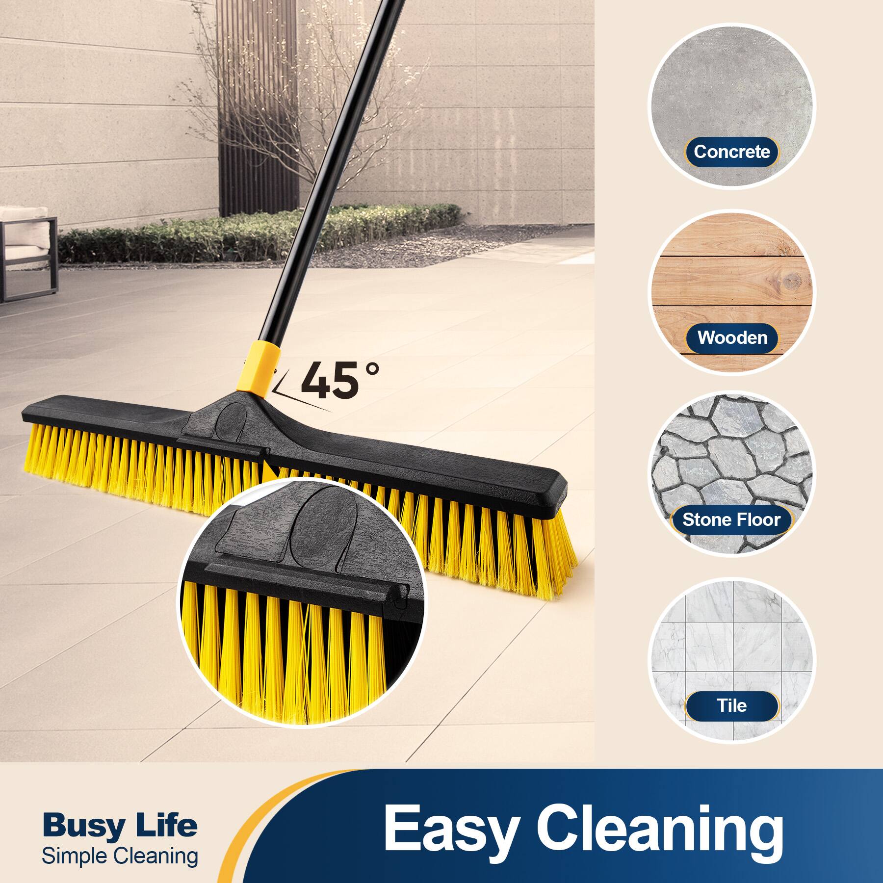 Concrete  
45  
Wooden  
Stone Floor  
Tile  
Busy Life Simple Cleaning  
Easy Cleaning