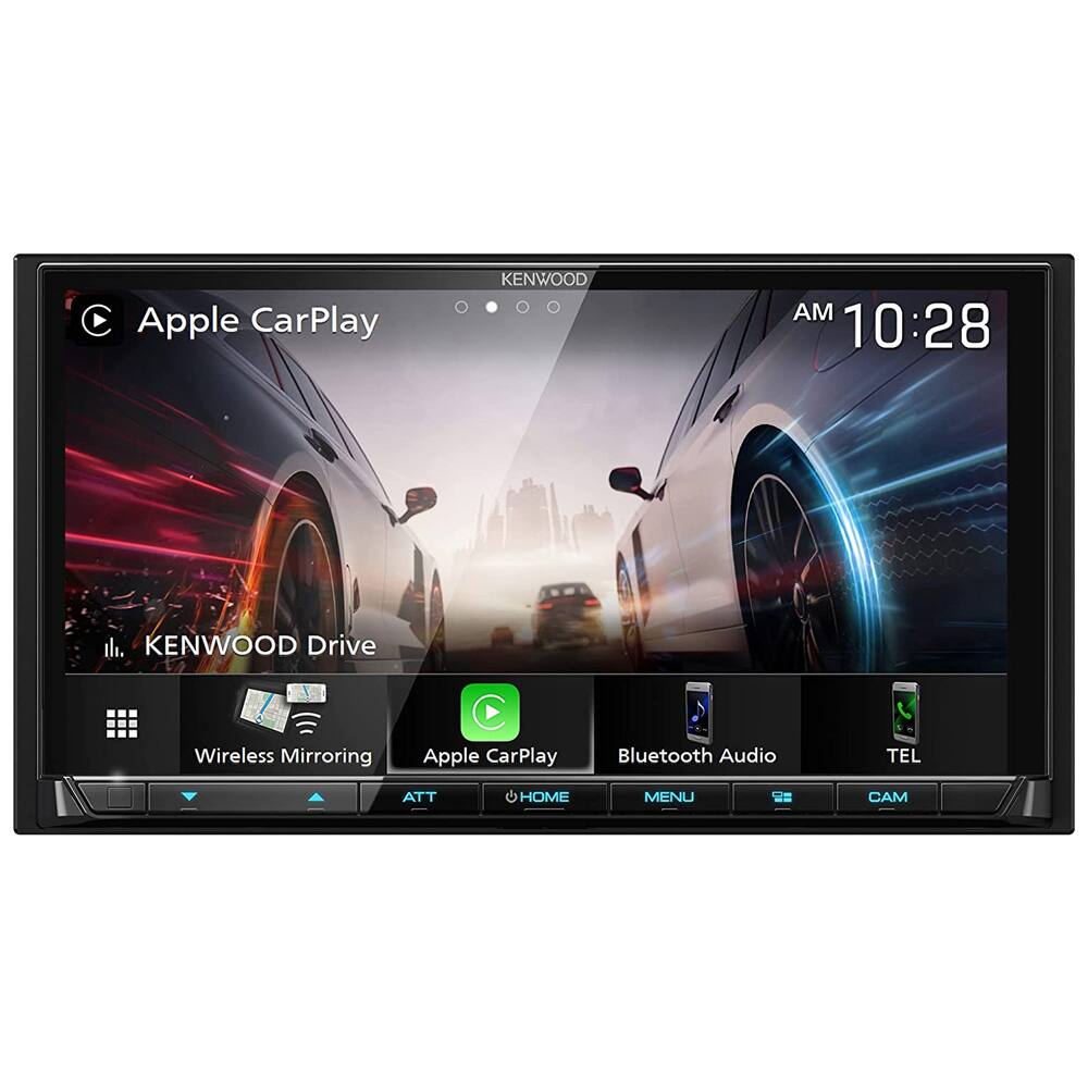 Apple CarPlay  
KENWOOD Drive  
Wireless Mirroring  
Bluetooth Audio  
TEL  
HOME  
MENU  
CAM  

AM 10:28