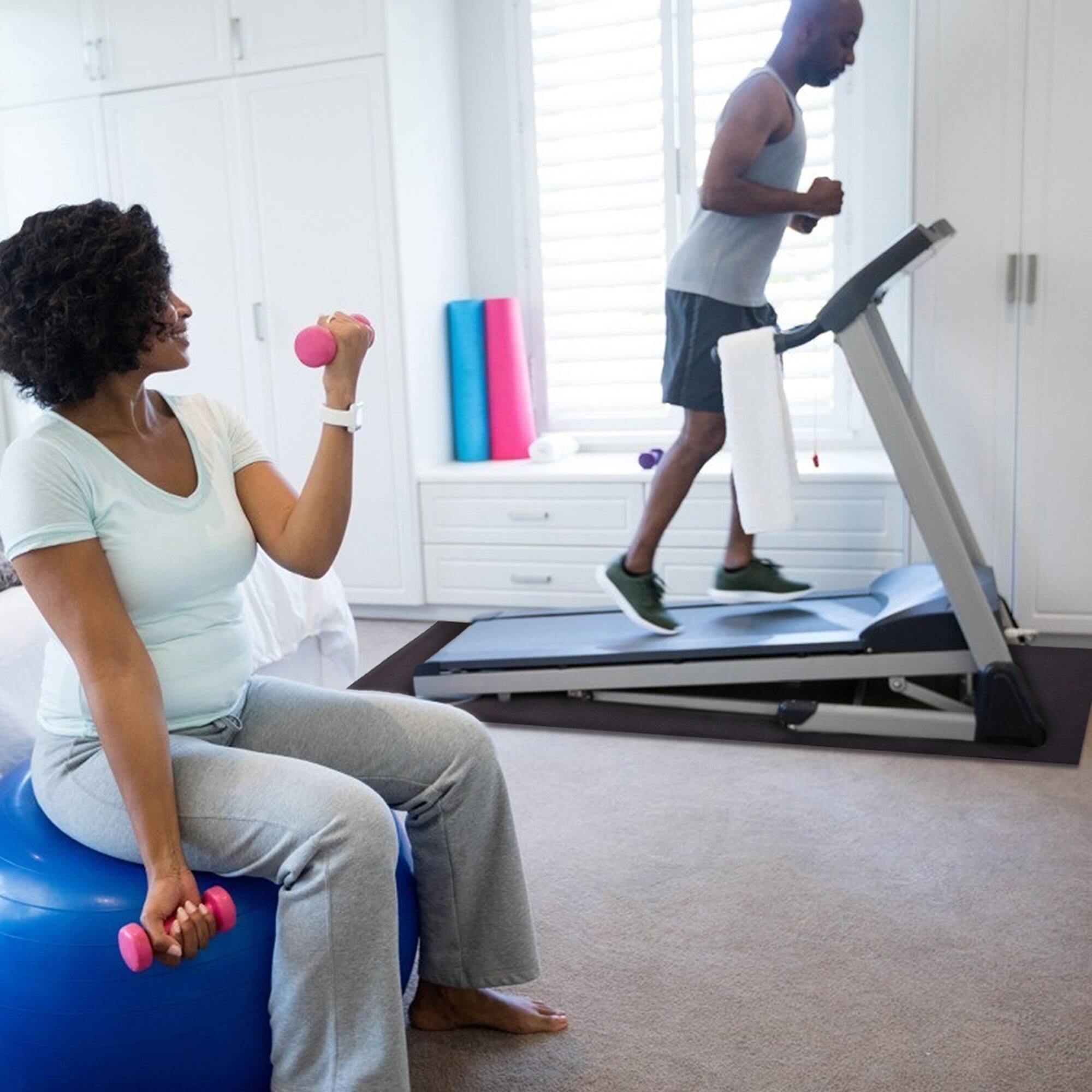 Alt View 11. Costway - 47''x24'' Exercise Equipment Mat High Density PVC Treadmill Mat Floor Protector Pad - Black.