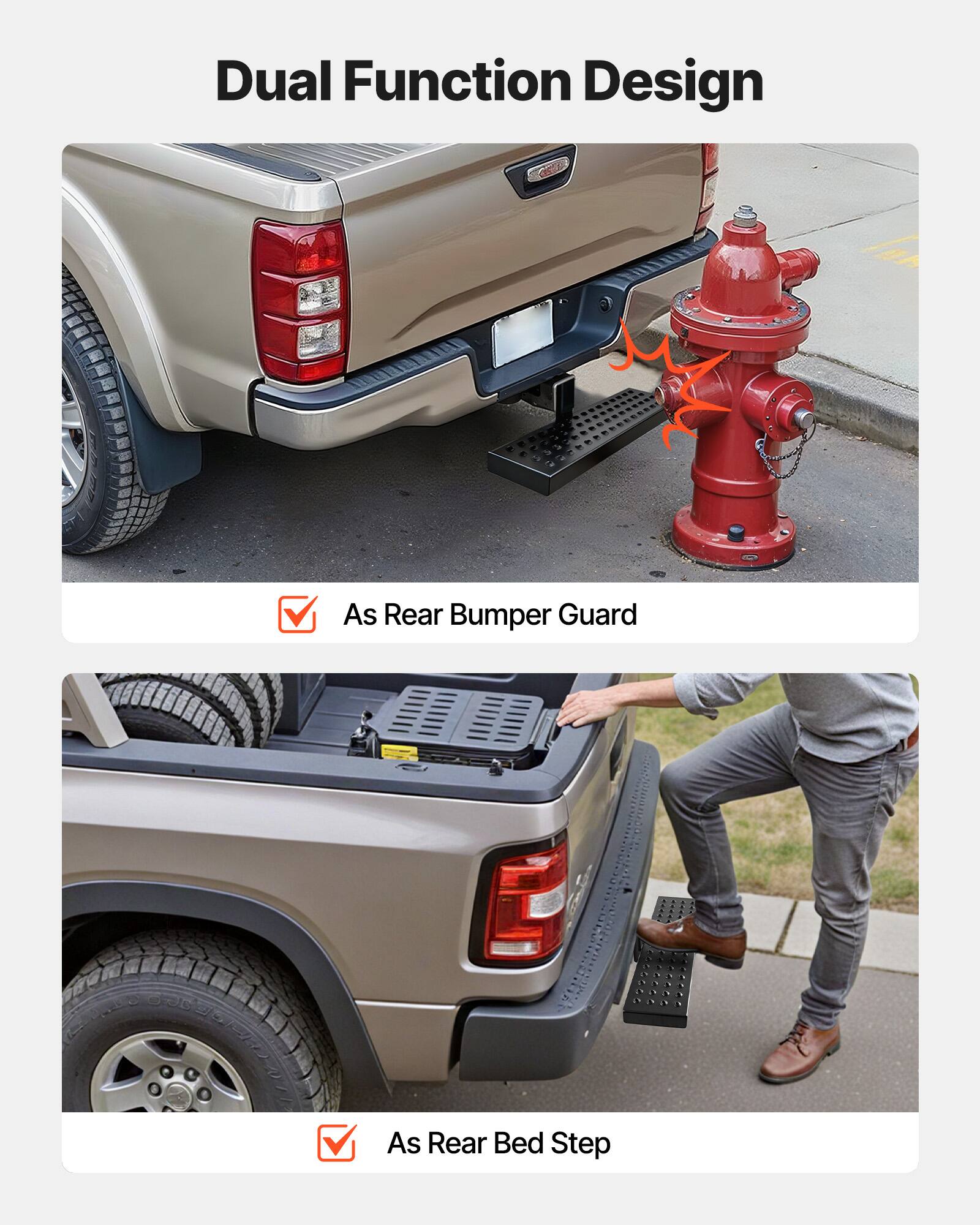 Dual Function Design  
As Rear Bumper Guard  
As Rear Bed Step
