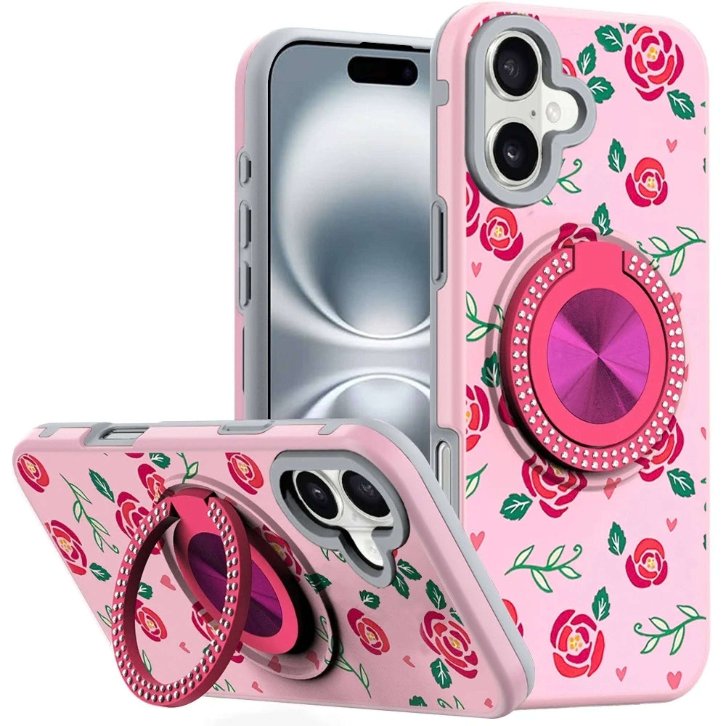 Kitcheniva Decorative 360 Rotating Ring Stand Phone Case With Tempered ...
