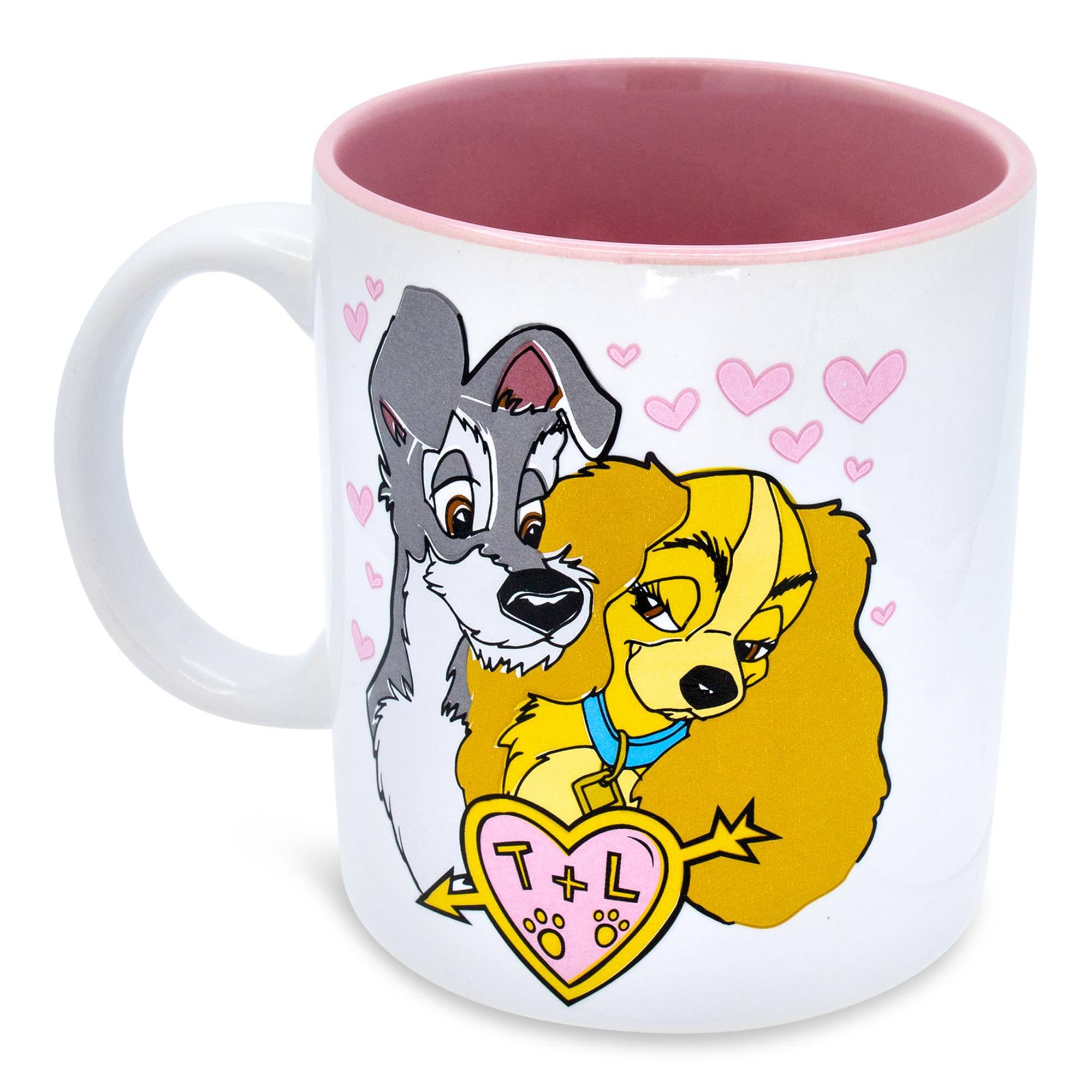 Alt View 1. Disney - Disney Lady and the Tramp Doodle Sketch Hearts Ceramic Mug | Holds 20 Ounces - Brown.