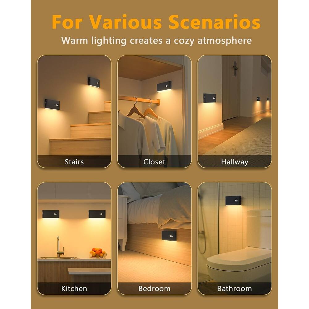 For Various Scenarios  
Warm lighting creates a cozy atmosphere  

- Stairs  
- Closet  
- Hallway  
- Kitchen  
- Bedroom  
- Bathroom