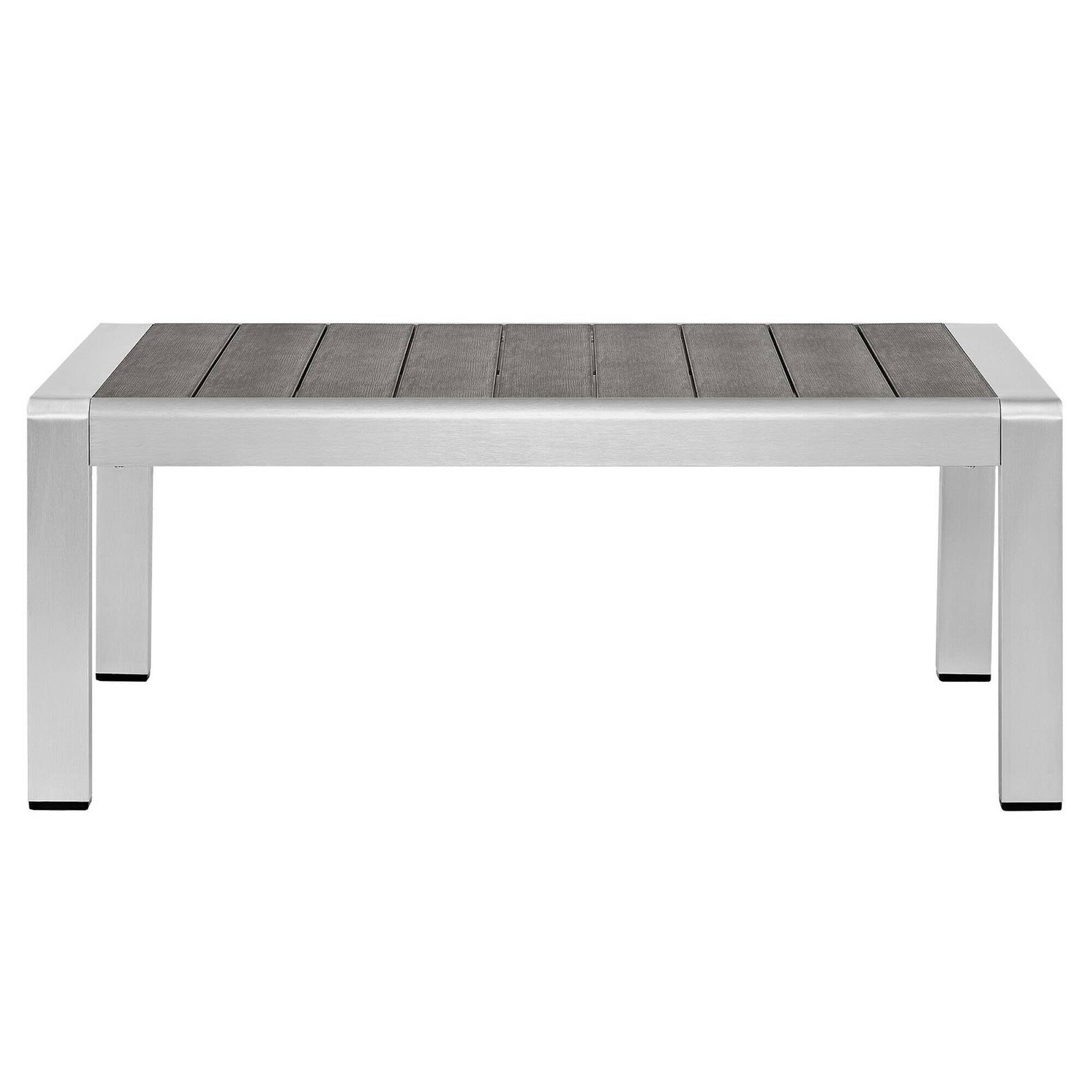Back. Modway - Shore Outdoor Patio Aluminum Coffee Table by Modway - Silver Gray.