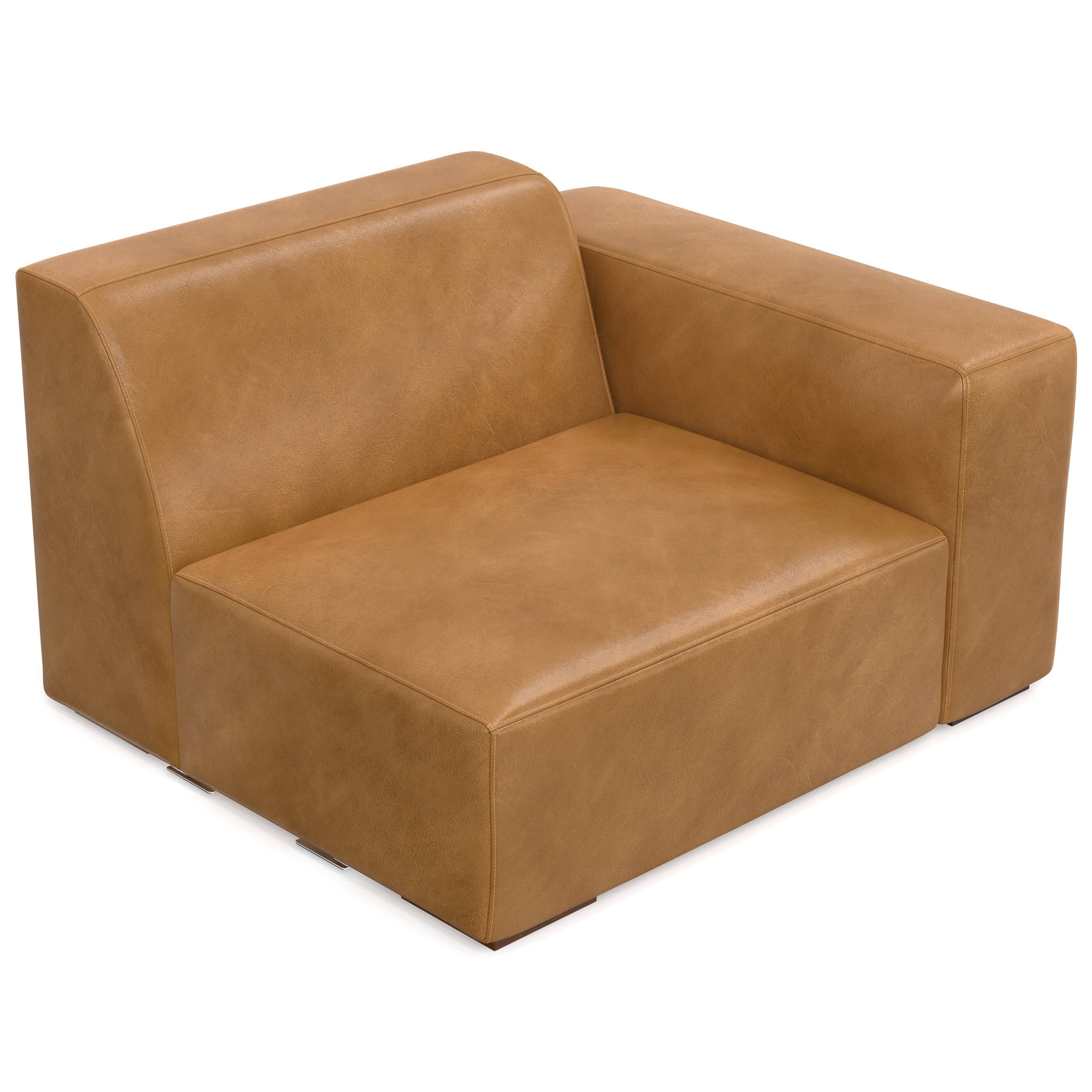 Left. Simpli Home - Rex Right-Arm Sofa Module in Genuine Leather - Sienna.