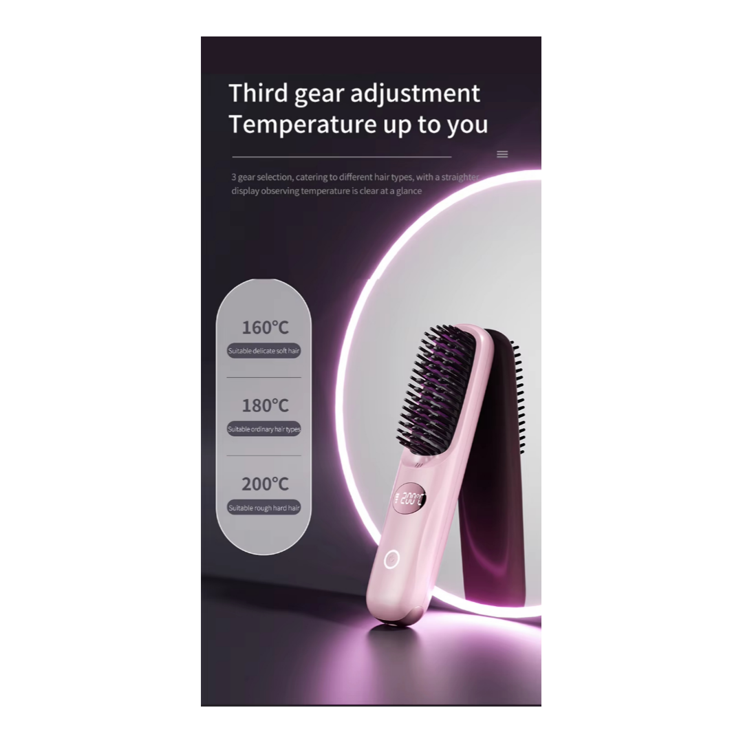 Third gear adjustment  
Temperature up to you  

3 gear selection, catering to different hair types, with a straighter display observing temperature is clear at a glance  

160°C  
Suitable delicate soft hair  

180°C  
Suitable ordinary hair types  

200°C  
Suitable rough hard hair