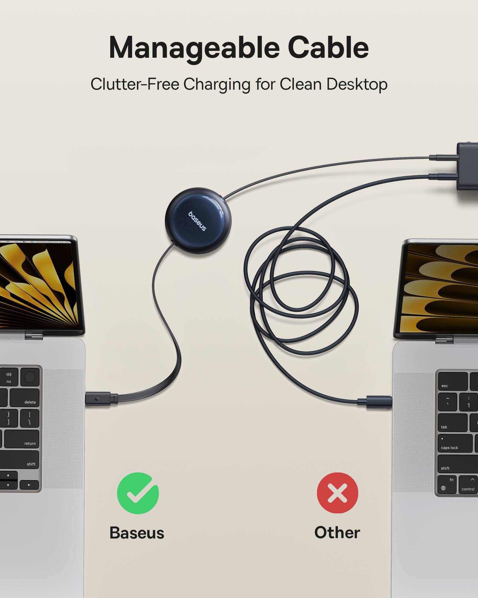 Manageable Cable: Clutter-Free Charging for Clean Desktop (Baseus O4)