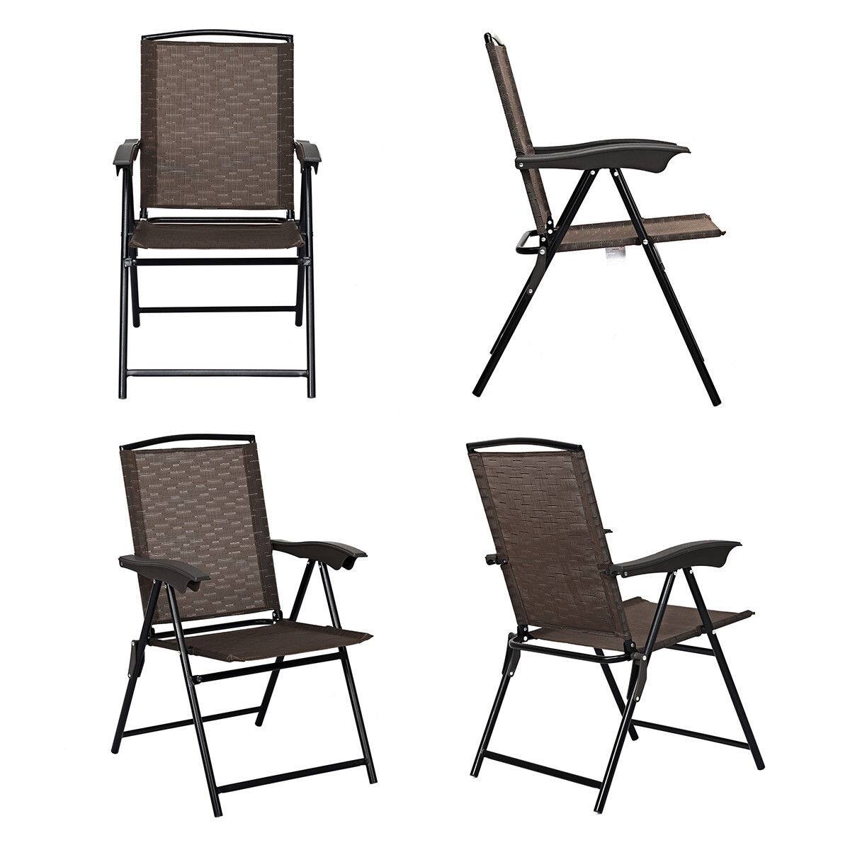 Alt View 1. Gymax - Gymax 4PCS Adjustable Folding Fabric Chair Powder Coated Steel Tube Frame Indoor Outdoor - Black + brown.