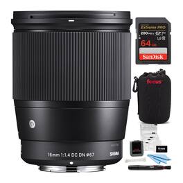 Sigma - 16mm f/1.4 DC DN Contemporary Lens for Micro Four Thirds Bundle