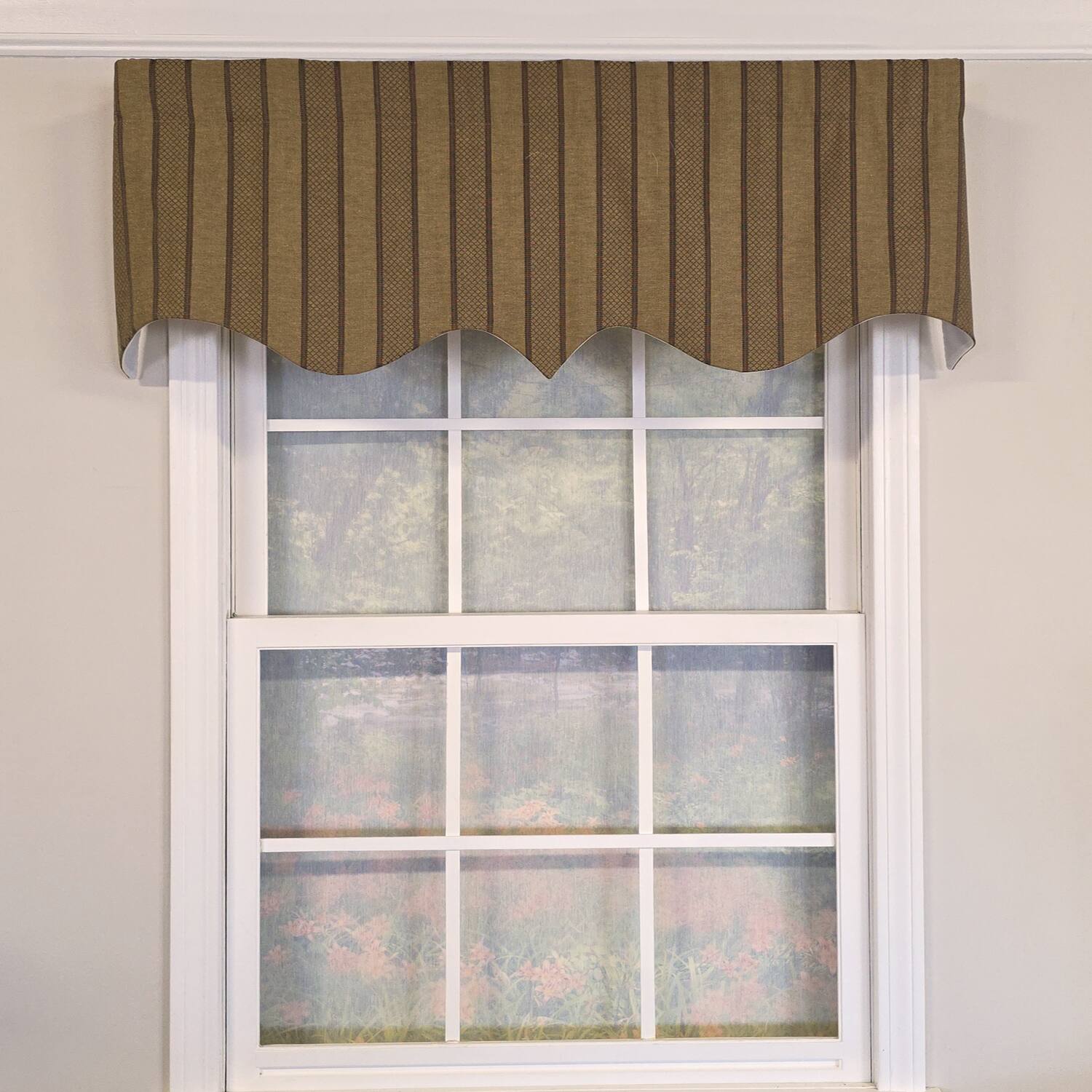Angle. RLF Home - RLF Home 100% Cotton Bronte Regal With Poly/Cotton Ivory lining Rod Pocket Valance 50" x 16" Olive - Olive.