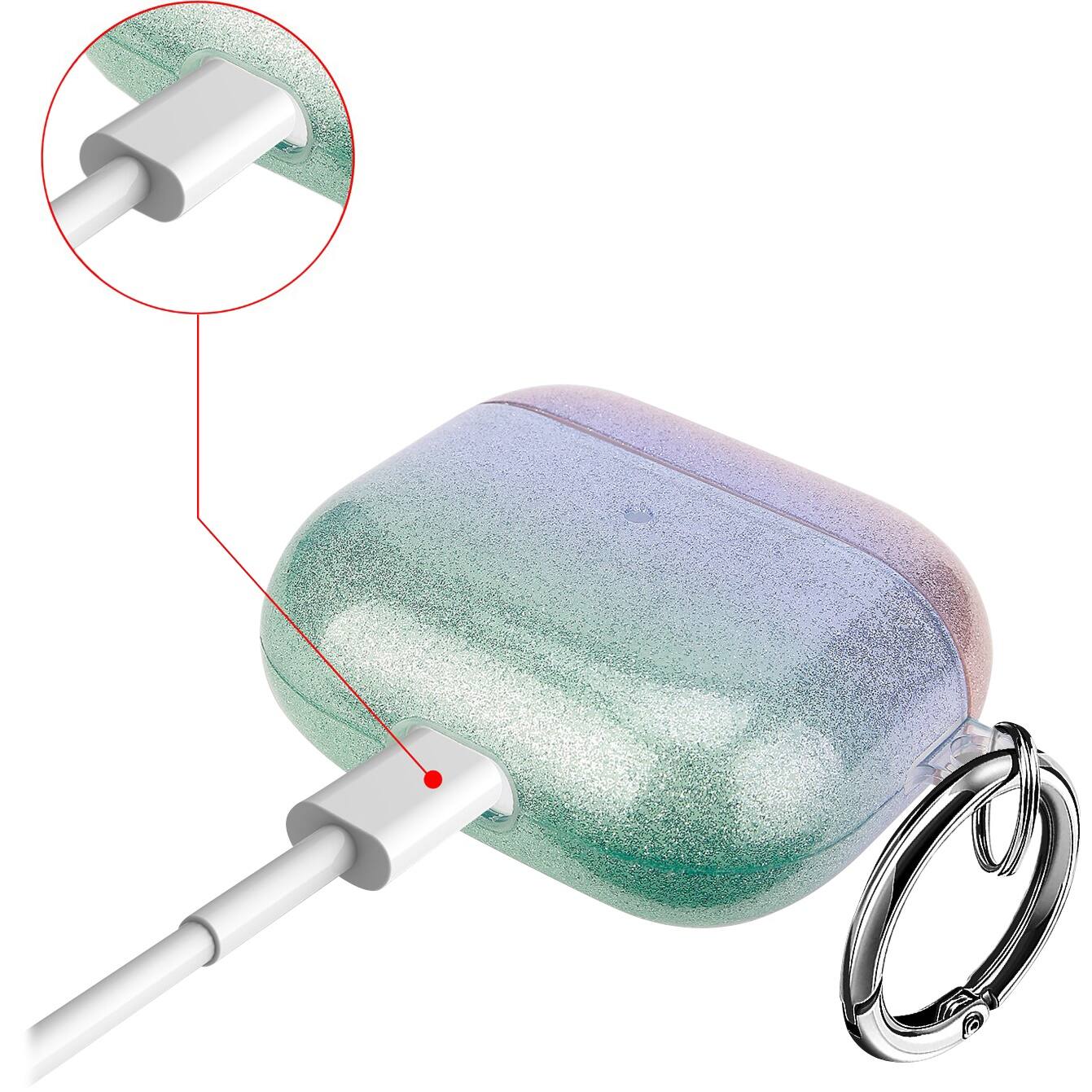 Alt View 16. SaharaCase - Sparkle Series Case for Apple AirPods 3 (3rd Generation) - Blue/Green.