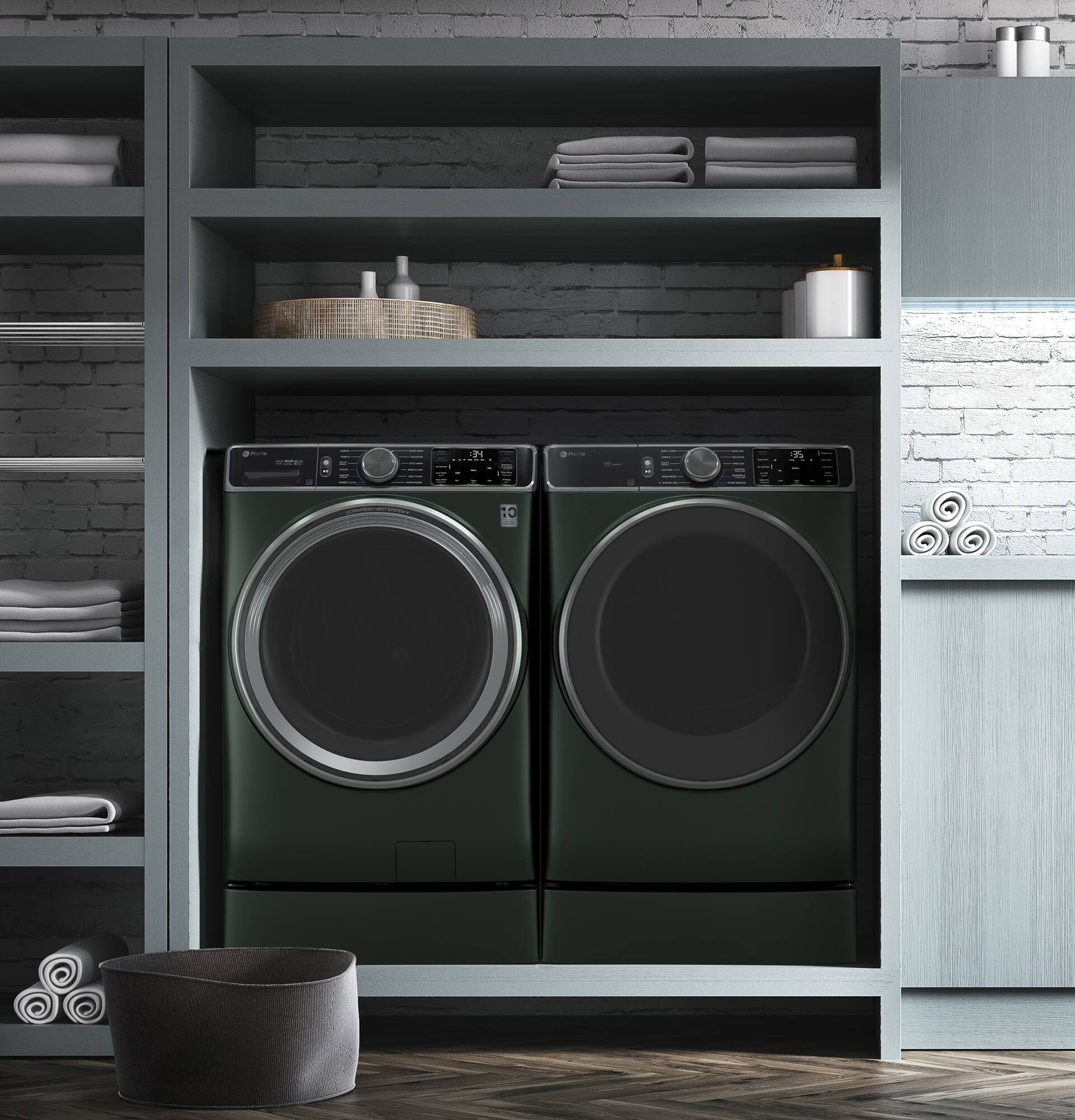 Zoom in on Alt View 3. GE Profile - 7.8 Cu. Ft. Stackable Smart Electric Dryer with Steam and Sanitize Cycle - Jade Green.