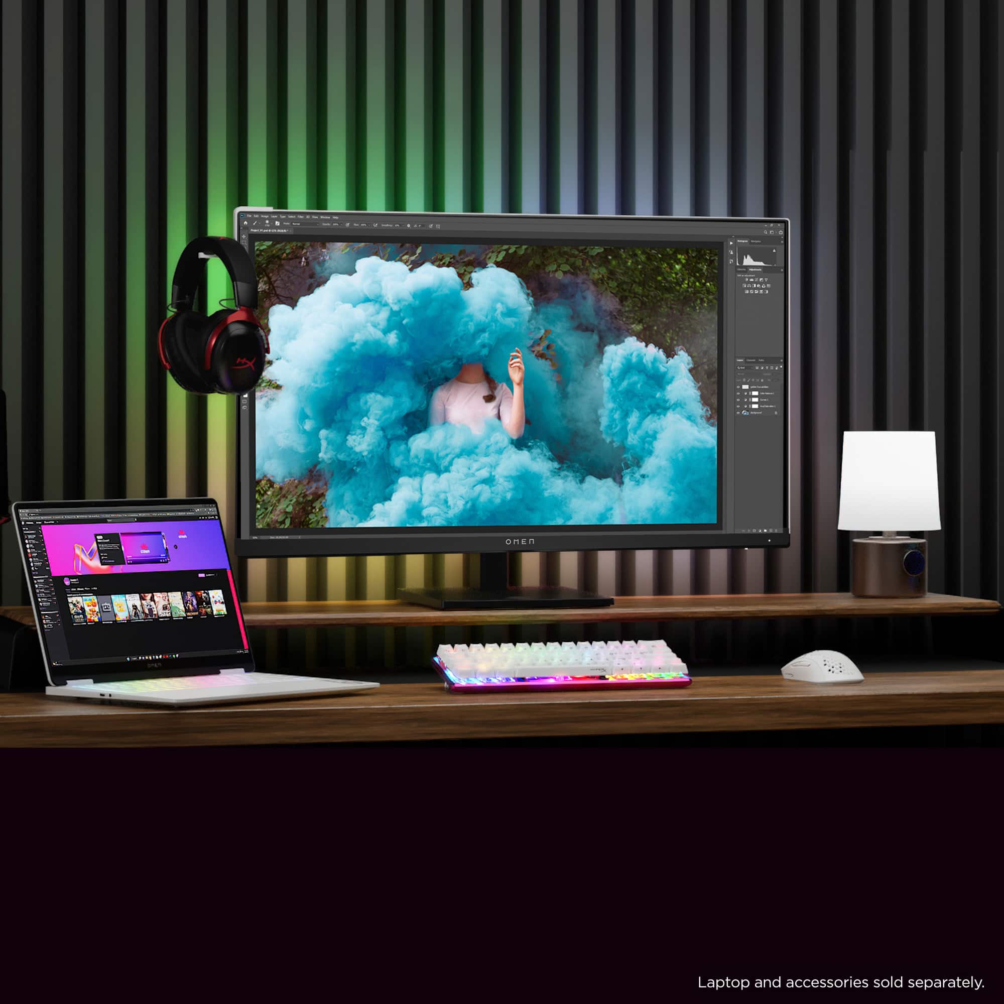 Laptop and accessories sold separately.