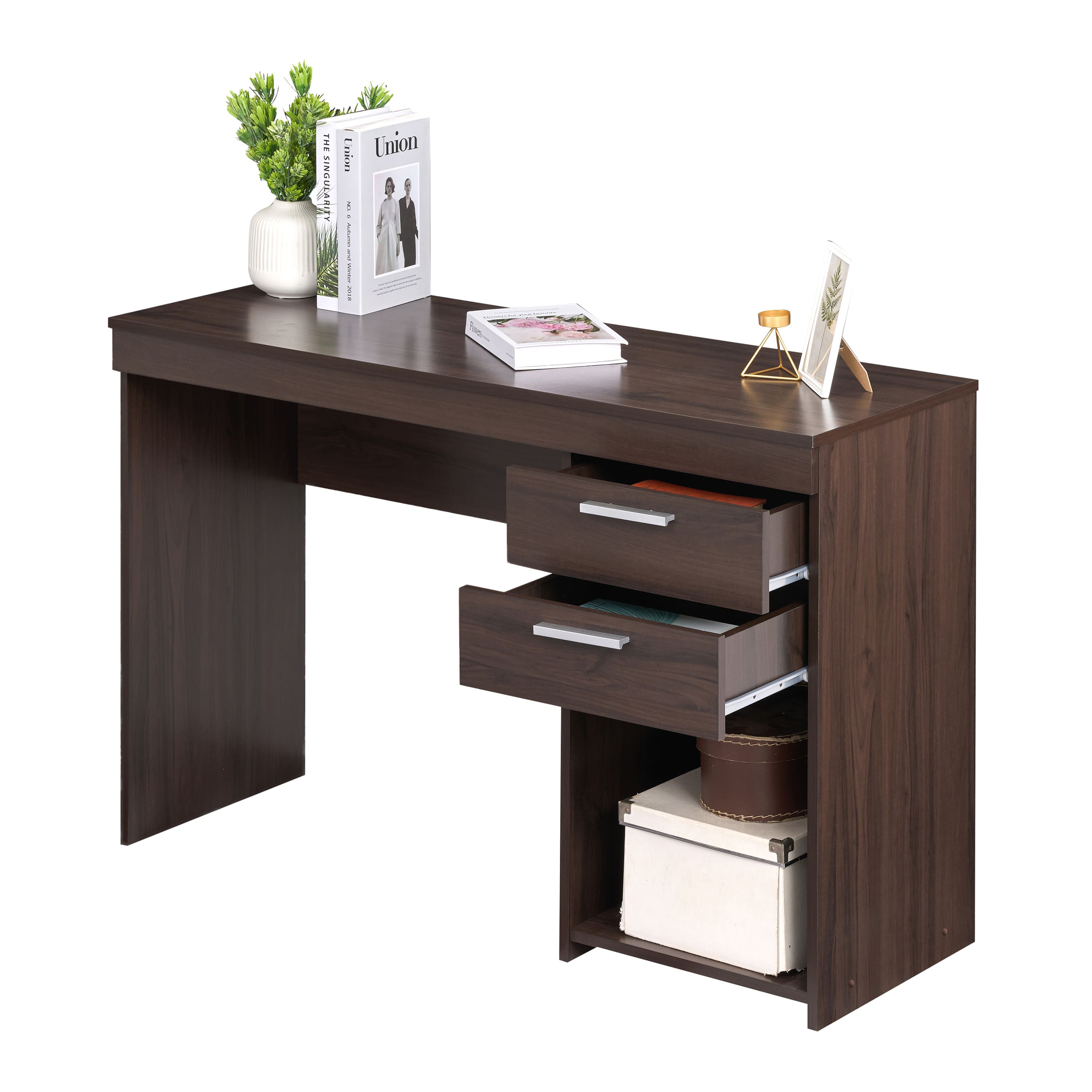 Spaco - Home Office Desk with 2 Drawers, Painted Particleboard, Ample Workspace, 44 lbs Tabletop Weight Capacity - Espresso