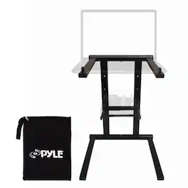 Pyle - Portable Folding Laptop Stand - Adjustable Height, Tray for iPad, Tablet, DJ Mixer, Gaming, with Carrying Bag - Black