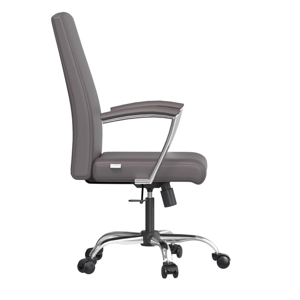 Alt View 4. LeisureMod - Evander Adjustable High-Back Office Chair Upholstered Leather Seat with Swivel and Tilt Ergonomic Desk Chair - Grey.