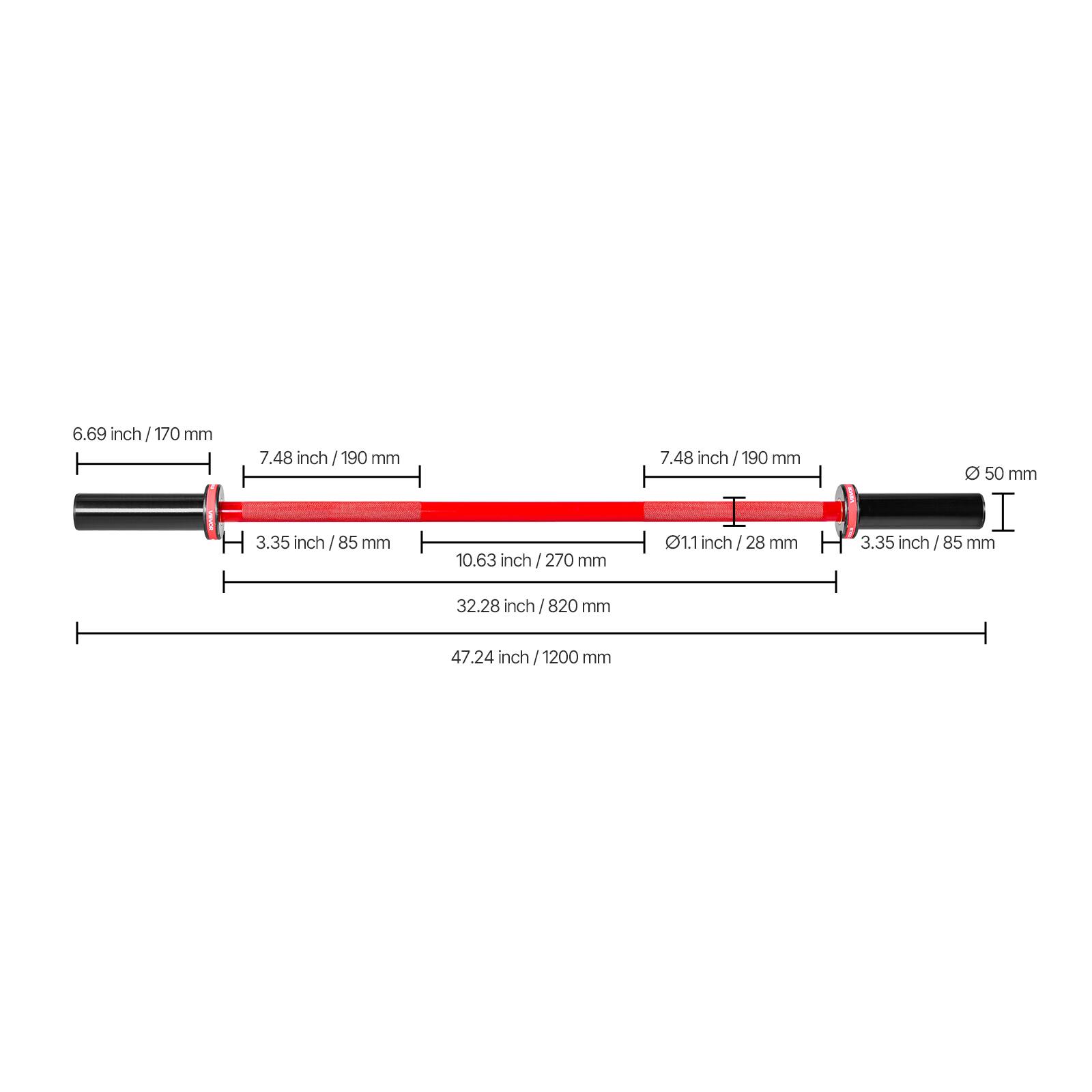 6.69 inch / 170 mm  
7.48 inch / 190 mm  
3.35 inch / 85 mm  
10.63 inch / 270 mm  
7.48 inch / 190 mm  
0.11 inch / 28 mm  
Ø 50 mm / 3.35 inch  
85 mm  
32.28 inch / 820 mm  
47.24 inch / 1200 mm