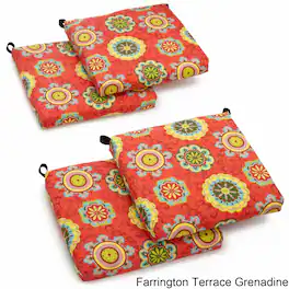 Blazing Needles - 20-inch by 19-inch Spun Polyester Chair Cushion (Set of Four) - Farrington Terrace
