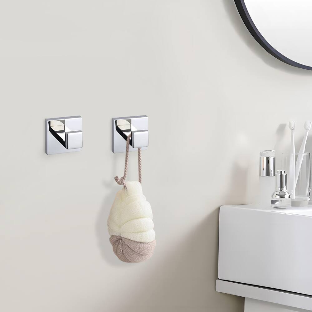 Alt View 5. JUJABU - 5-Piece Bathroom Set Towel Bar + Ring + Hooks + TP Holder, Chrome - Chrome.